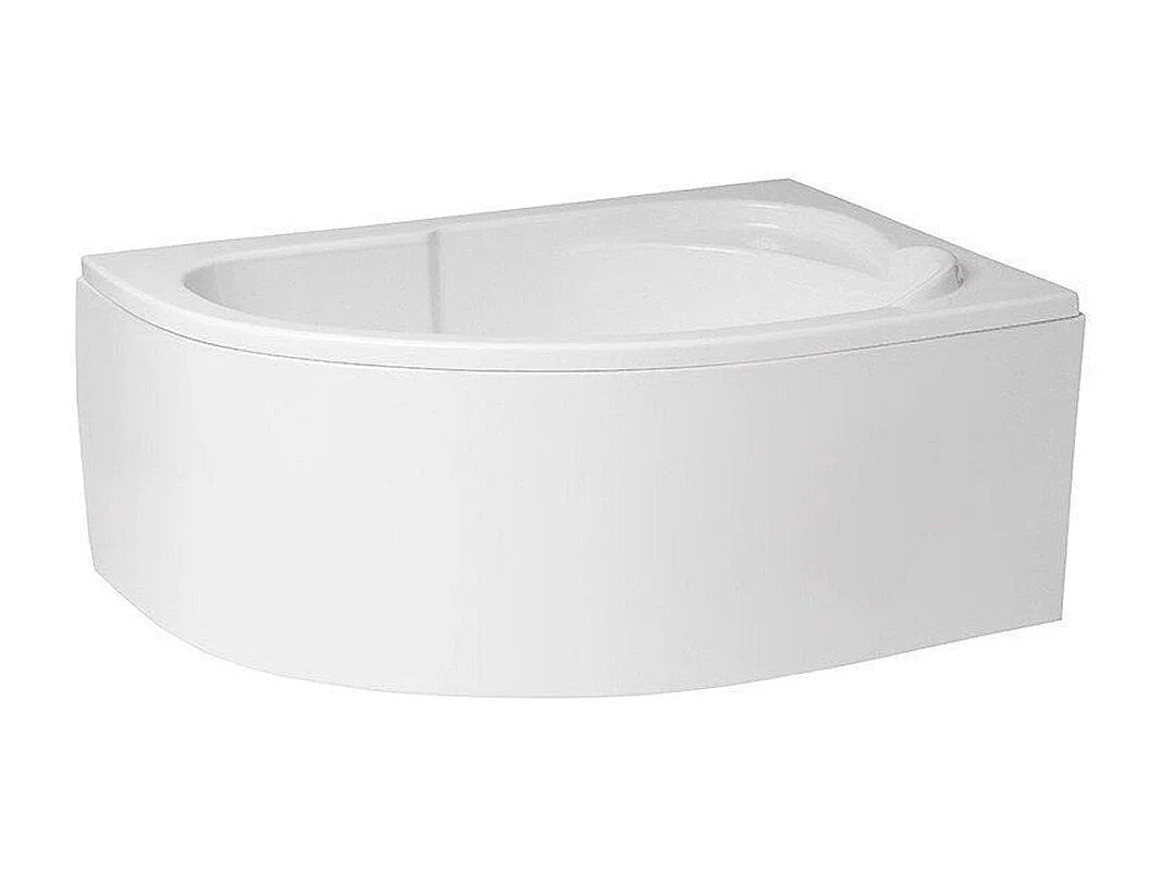 Baignoire asymétrique 130x85 Droite STANDARD acrylique blanc + avec Tablier + Pieds + Vidage à chromé