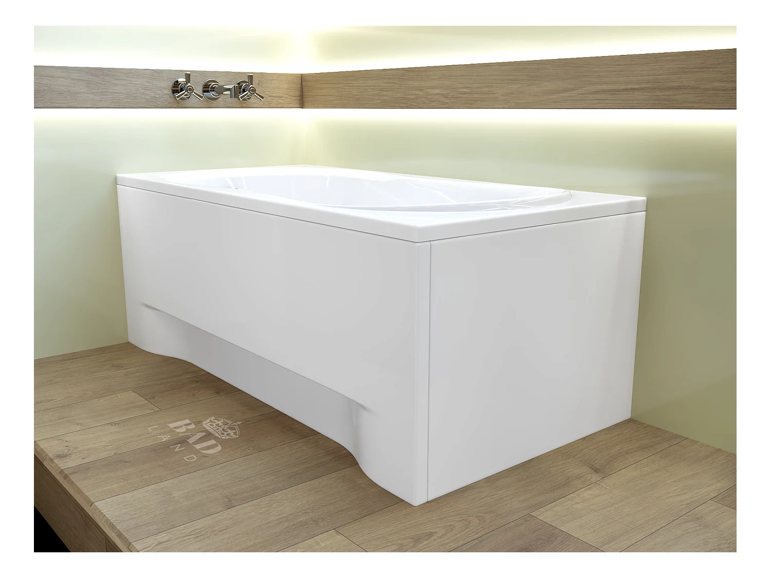 Baignoire rectangulaire 160x70 GRACJA acrylique blanc + avec Tablier + Pieds + Vidage à chromé