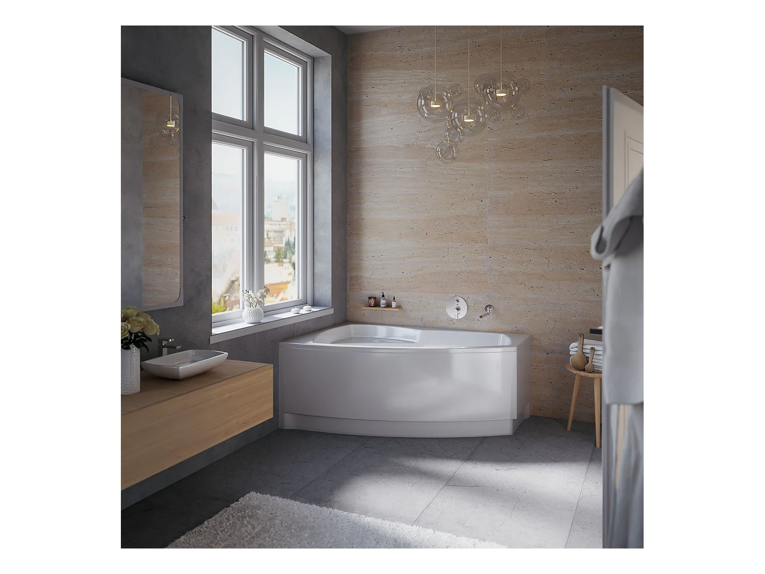 Badewanne Eckwanne FRIDA 150x90 Rechts mit AcrylSchürze | Ablauf & Füße GRATIS !