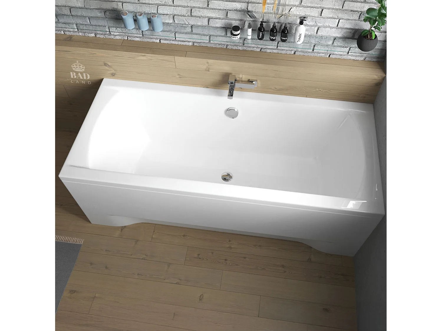 Badewanne Rechteck INES 180x80 mit AcrylSchürze | Ablauf & Füße GRATIS !