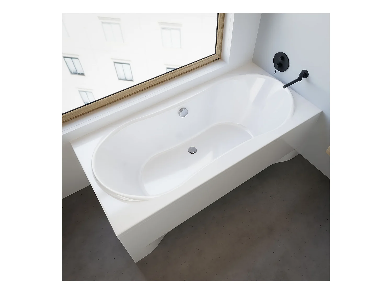 Baignoire rectangulaire 180x80 LONG acrylique blanc, sans Habillage + Pieds + Vidage à chromé