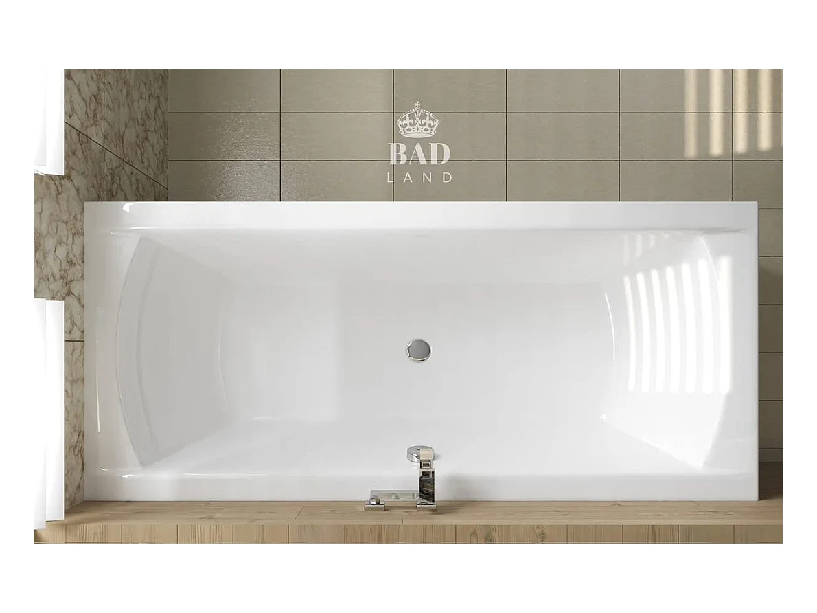 Baignoire rectangulaire 170x75 INES acrylique blanc + avec Tablier + Pieds + Vidage à chromé