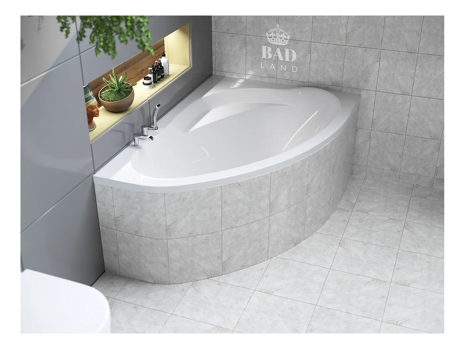 Badewanne Eckwanne MAREA 150x100 Rechts | Ablauf & Füße GRATIS !