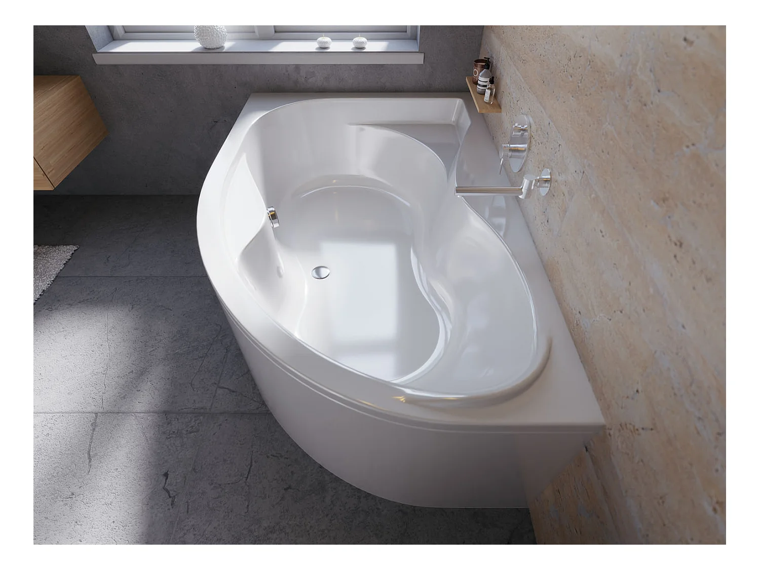 Badewanne Eckwanne DORA 170x110 Links mit AcrylSchürze | Ablauf & Füße GRATIS !