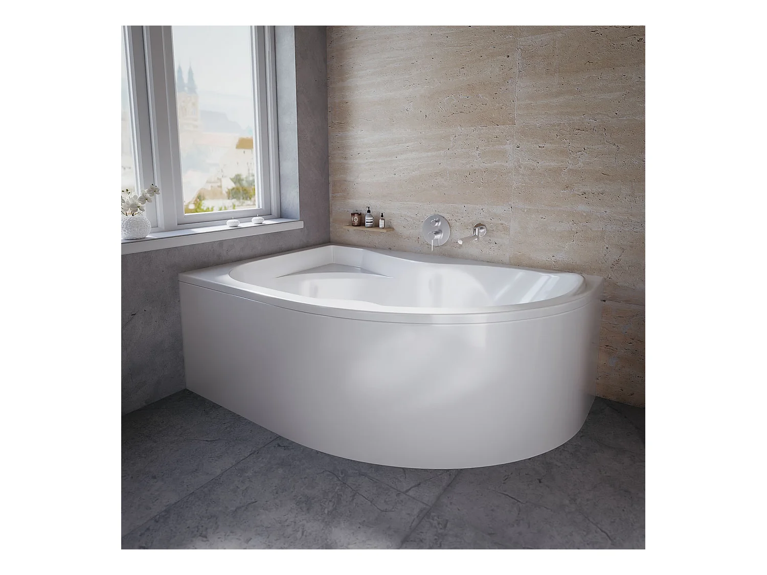 Badewanne Eckwanne DORA 170x110 Links mit AcrylSchürze | Ablauf & Füße GRATIS !