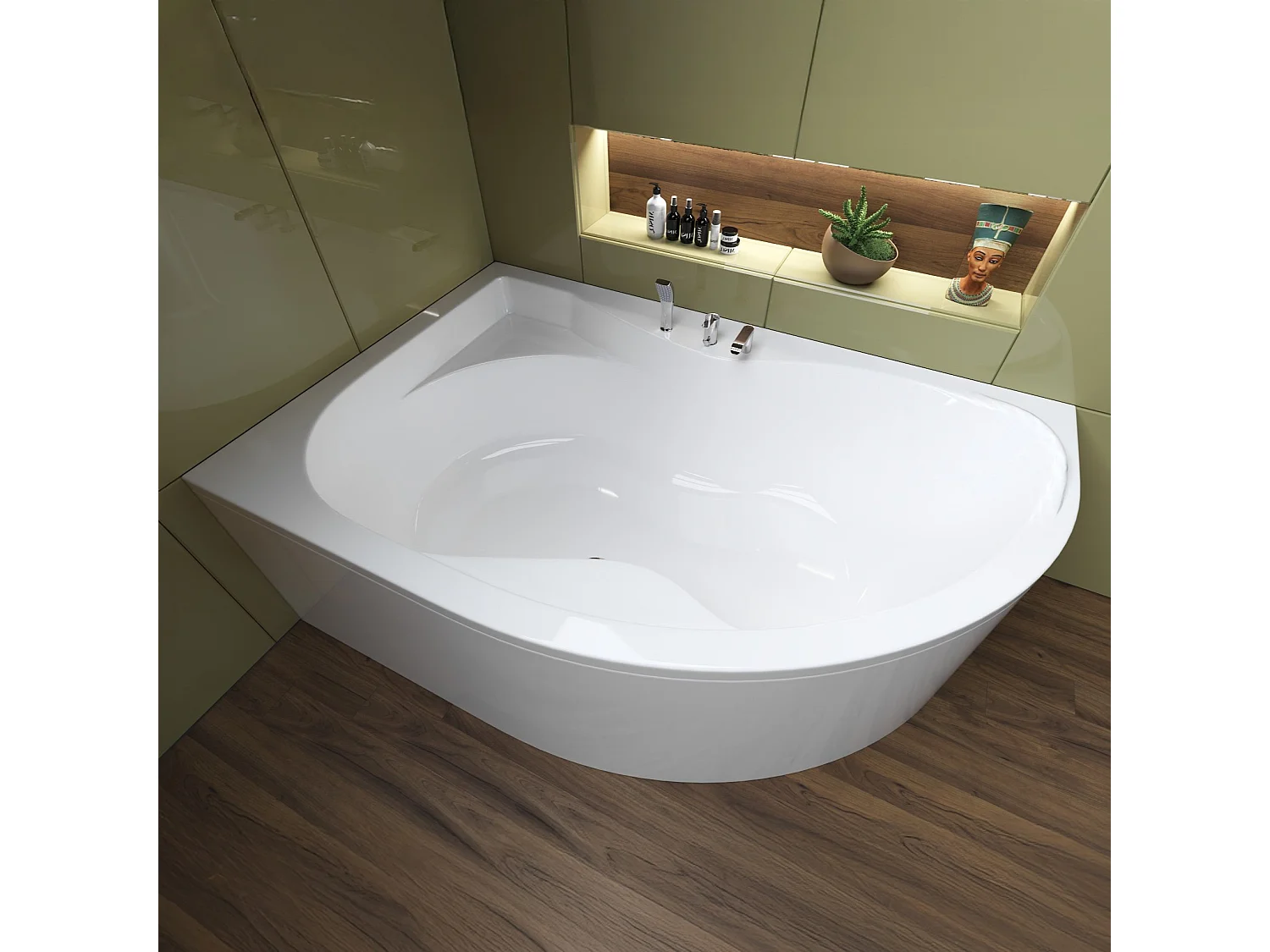 Badewanne Eckwanne DORA 170x110 Links mit AcrylSchürze | Ablauf & Füße GRATIS !