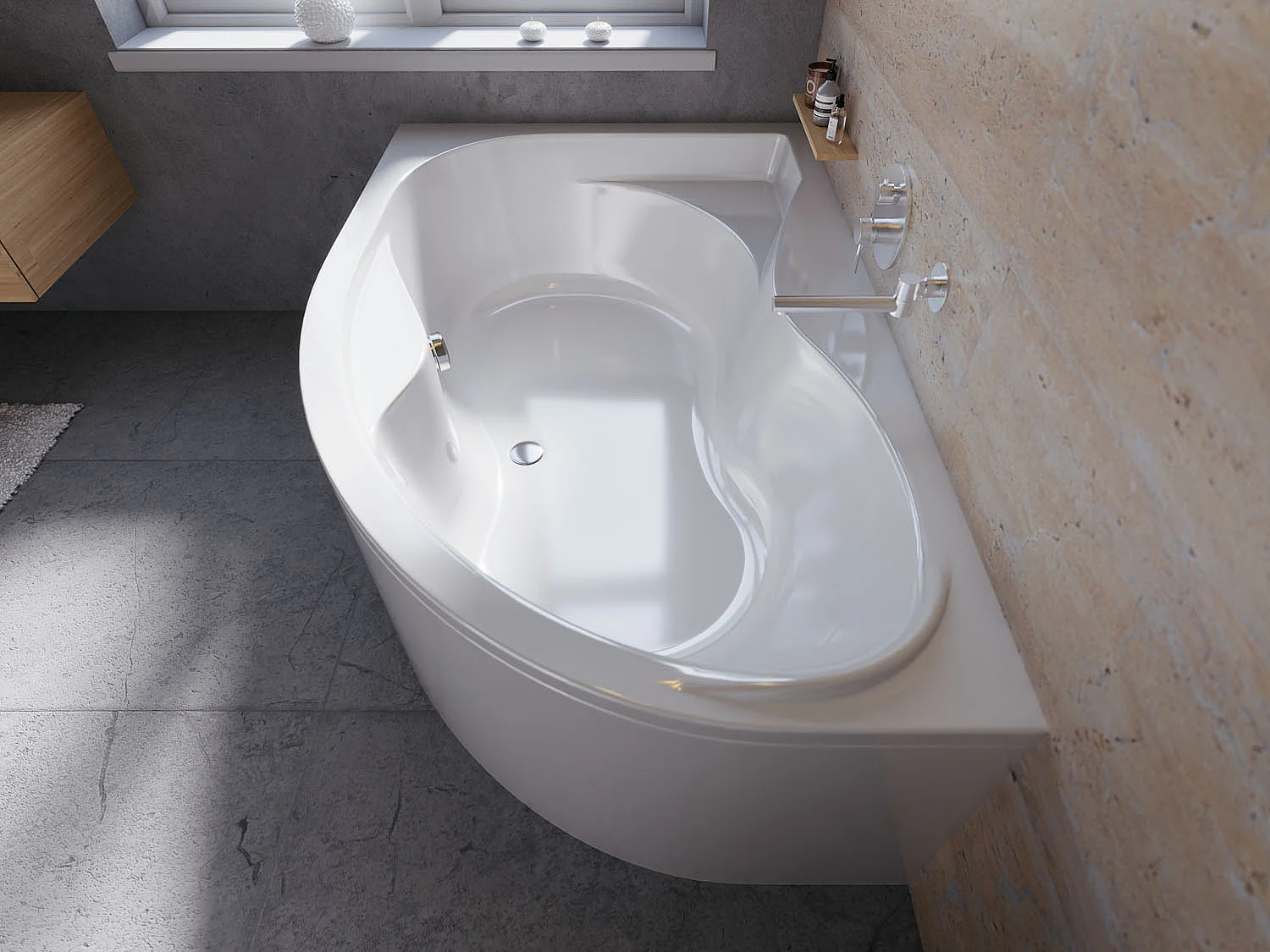 Badewanne Eckwanne DORA 170x110 Links mit AcrylSchürze | Ablauf & Füße GRATIS !