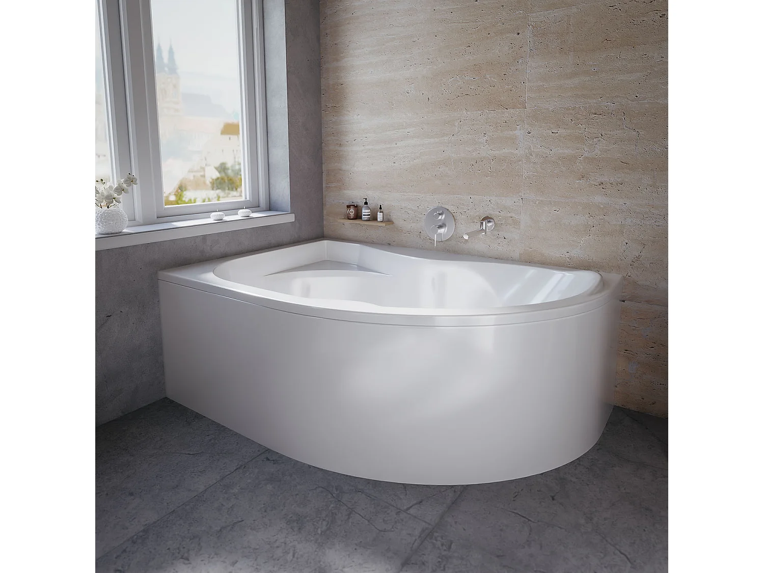 Badewanne Eckwanne DORA 170x110 Links mit AcrylSchürze | Ablauf & Füße GRATIS !