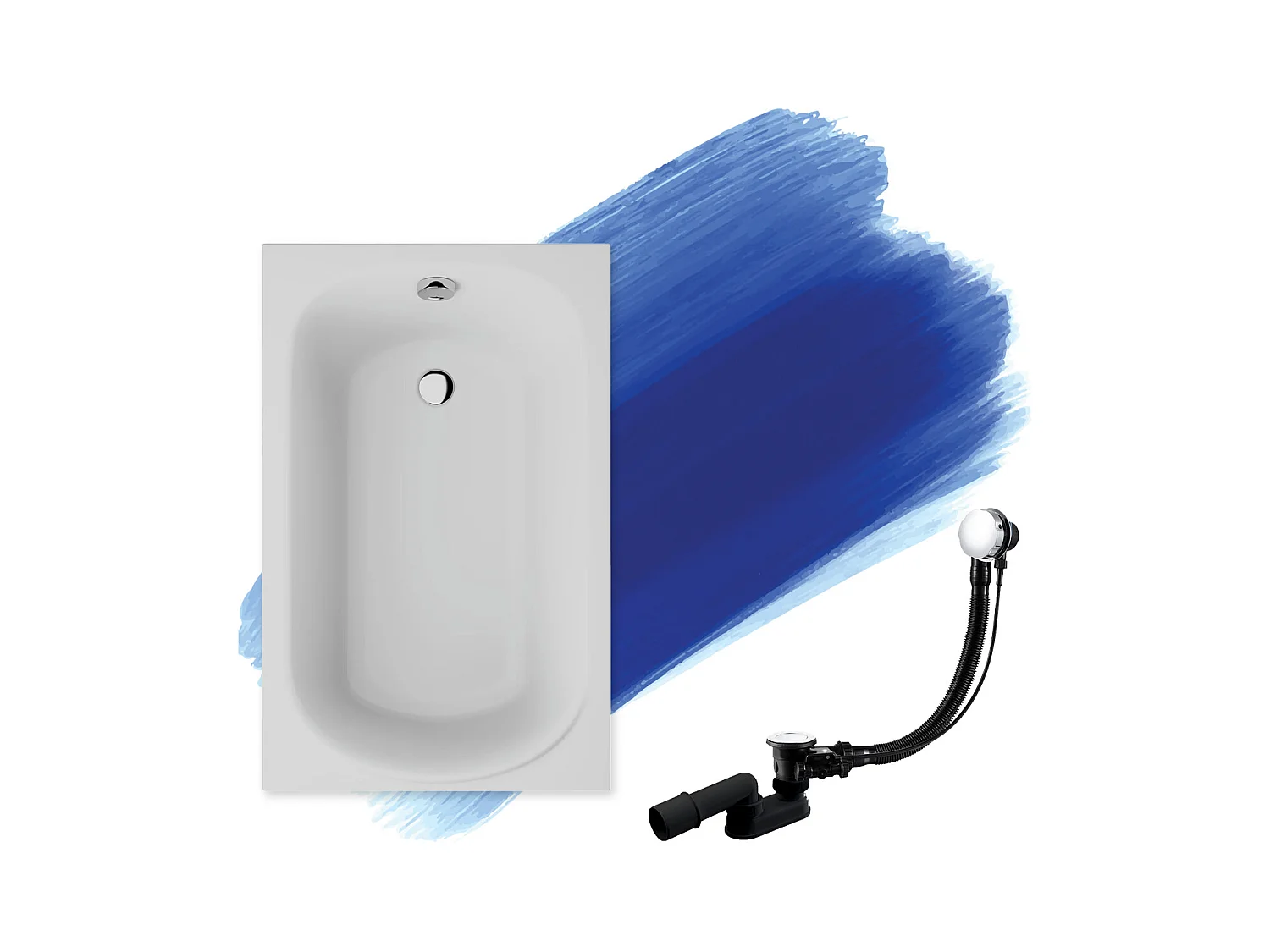 Baignoire rectangulaire 100x65 MINI acrylique blanc, sans Habillage + Pieds + Vidage à chromé