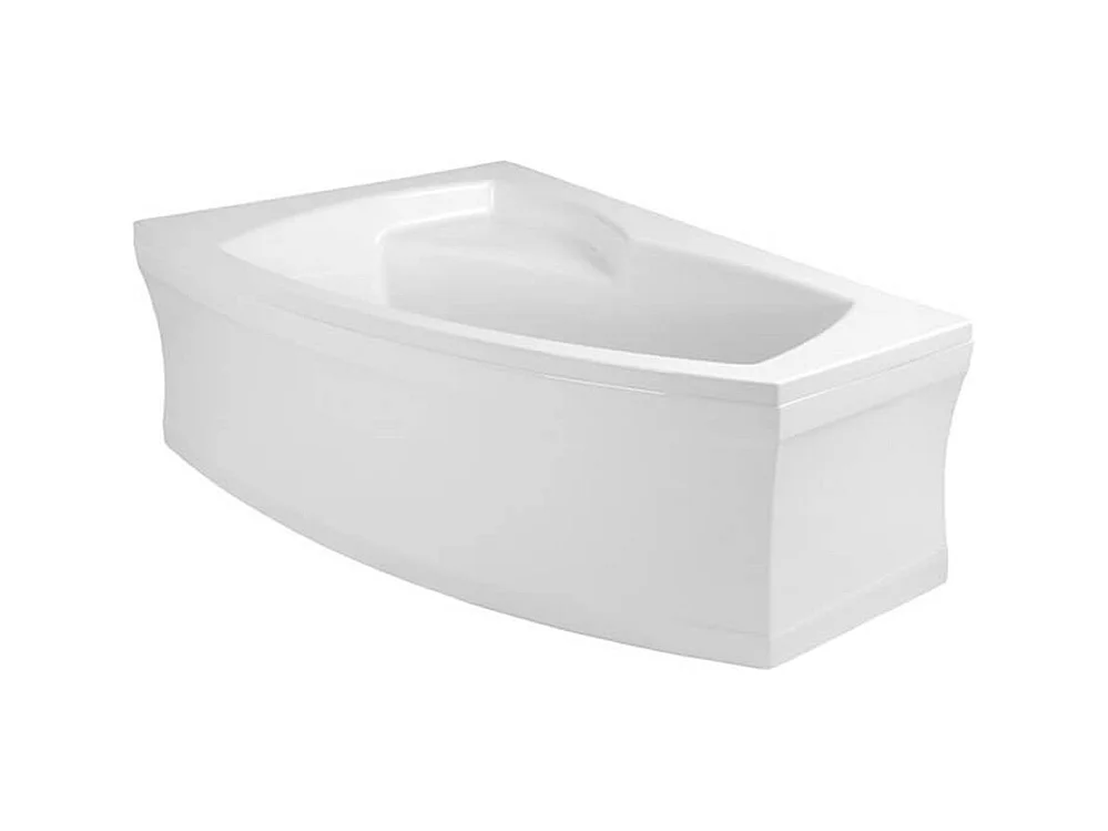 Baignoire asymétrique 160x105 Gauche FRIDA acrylique blanc + avec Tablier + Pieds + Vidage à chromé