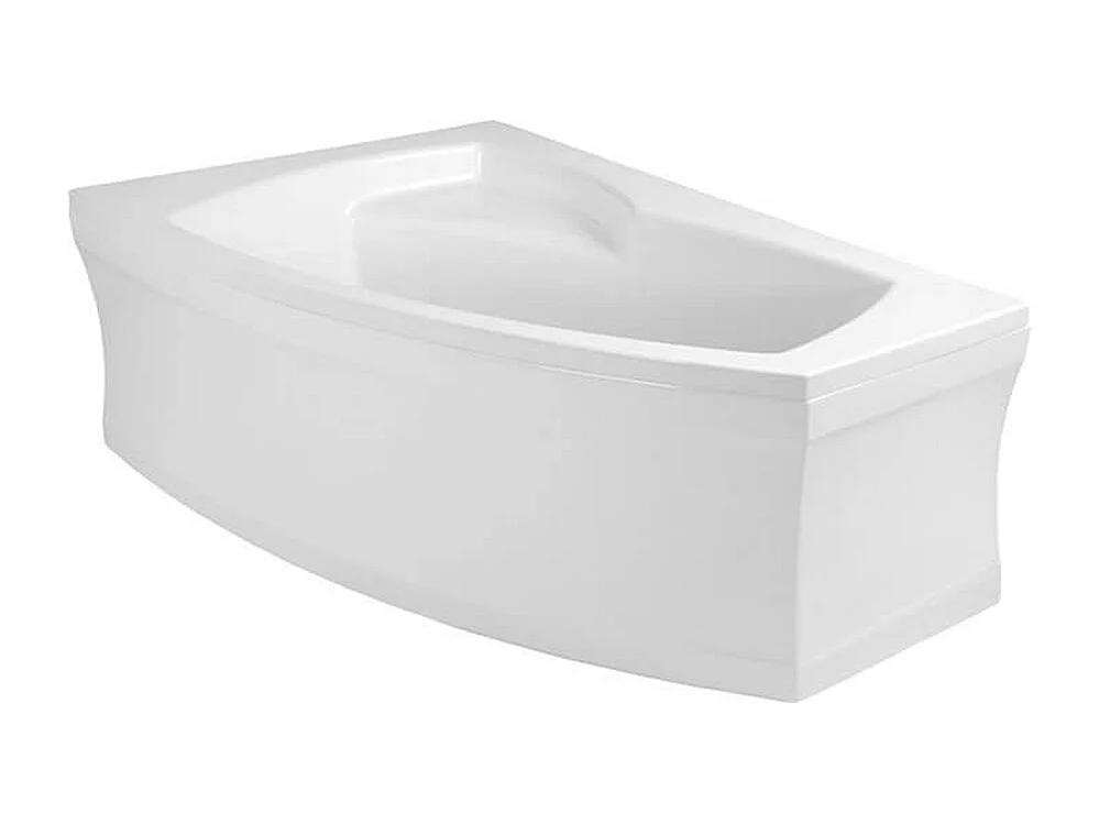 Baignoire asymétrique 160x105 Gauche FRIDA acrylique blanc + avec Tablier + Pieds + Vidage à chromé