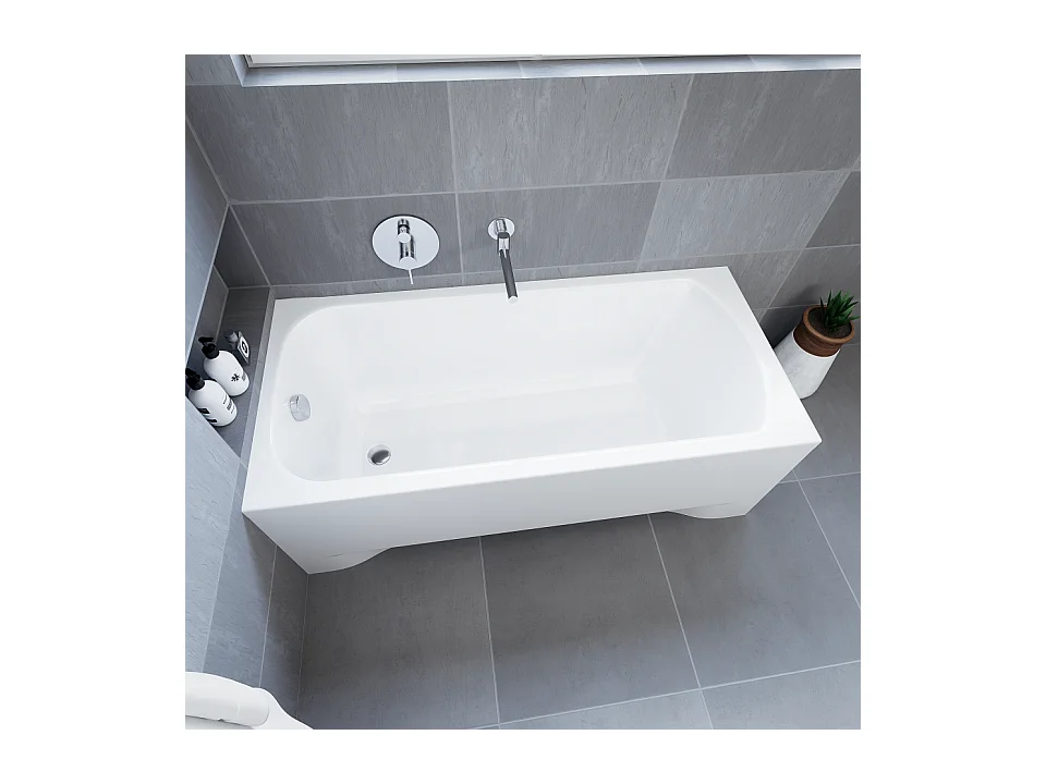 Baignoire rectangulaire 150x70 CLASSIC acrylique blanc, sans Habillage + Pieds + Vidage à chromé