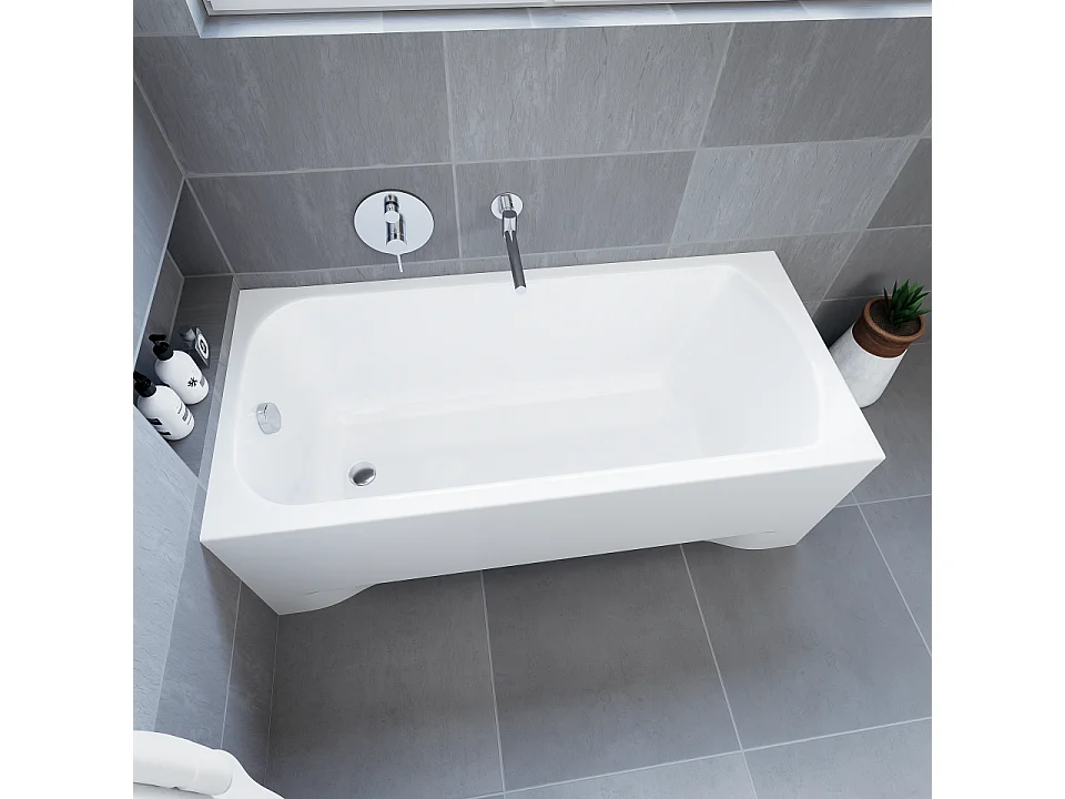 Baignoire rectangulaire 150x70 CLASSIC acrylique blanc, sans Habillage + Pieds + Vidage à chromé