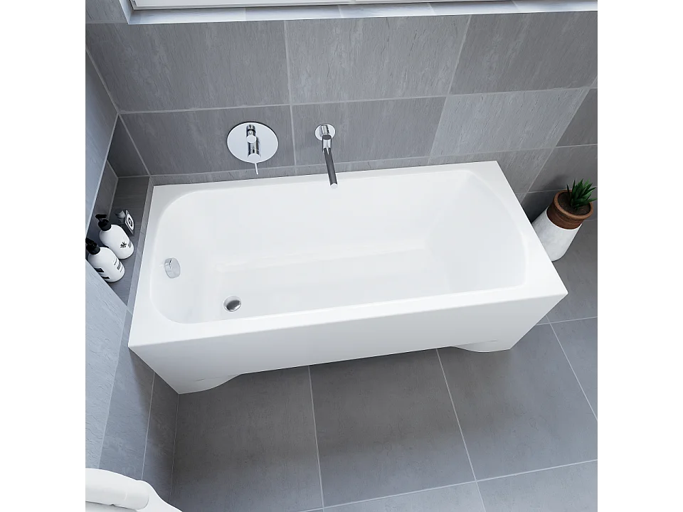 Baignoire rectangulaire 150x70 CLASSIC acrylique blanc, sans Habillage + Pieds + Vidage à chromé