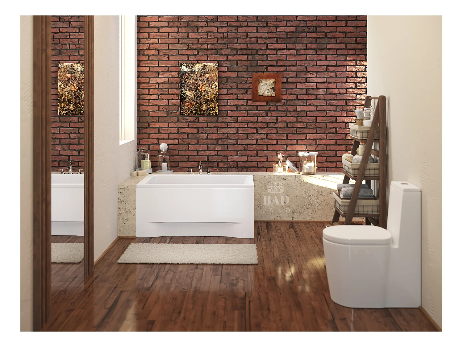 Baignoire rectangulaire 120x70 CAPRI acrylique blanc + avec Tablier + Pieds + Vidage à chromé