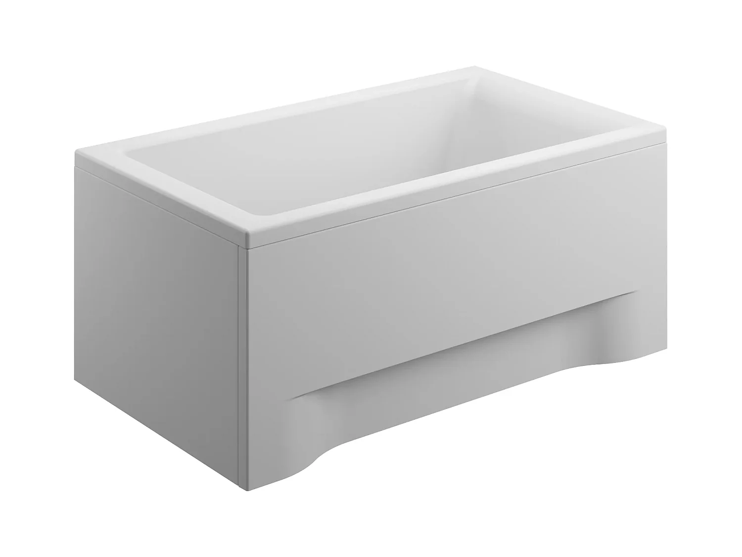 Baignoire rectangulaire 120x70 CAPRI acrylique blanc + avec Tablier + Pieds + Vidage à chromé