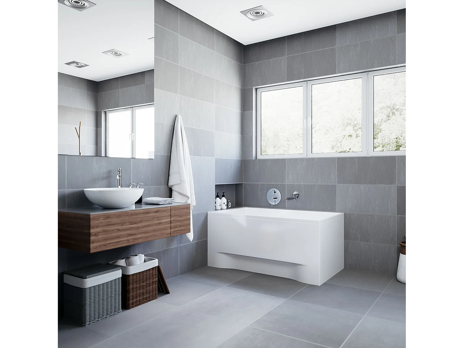 Badewanne Rechteck CAPRI 120x70 mit AcrylSchürze | Ablauf & Füße GRATIS !