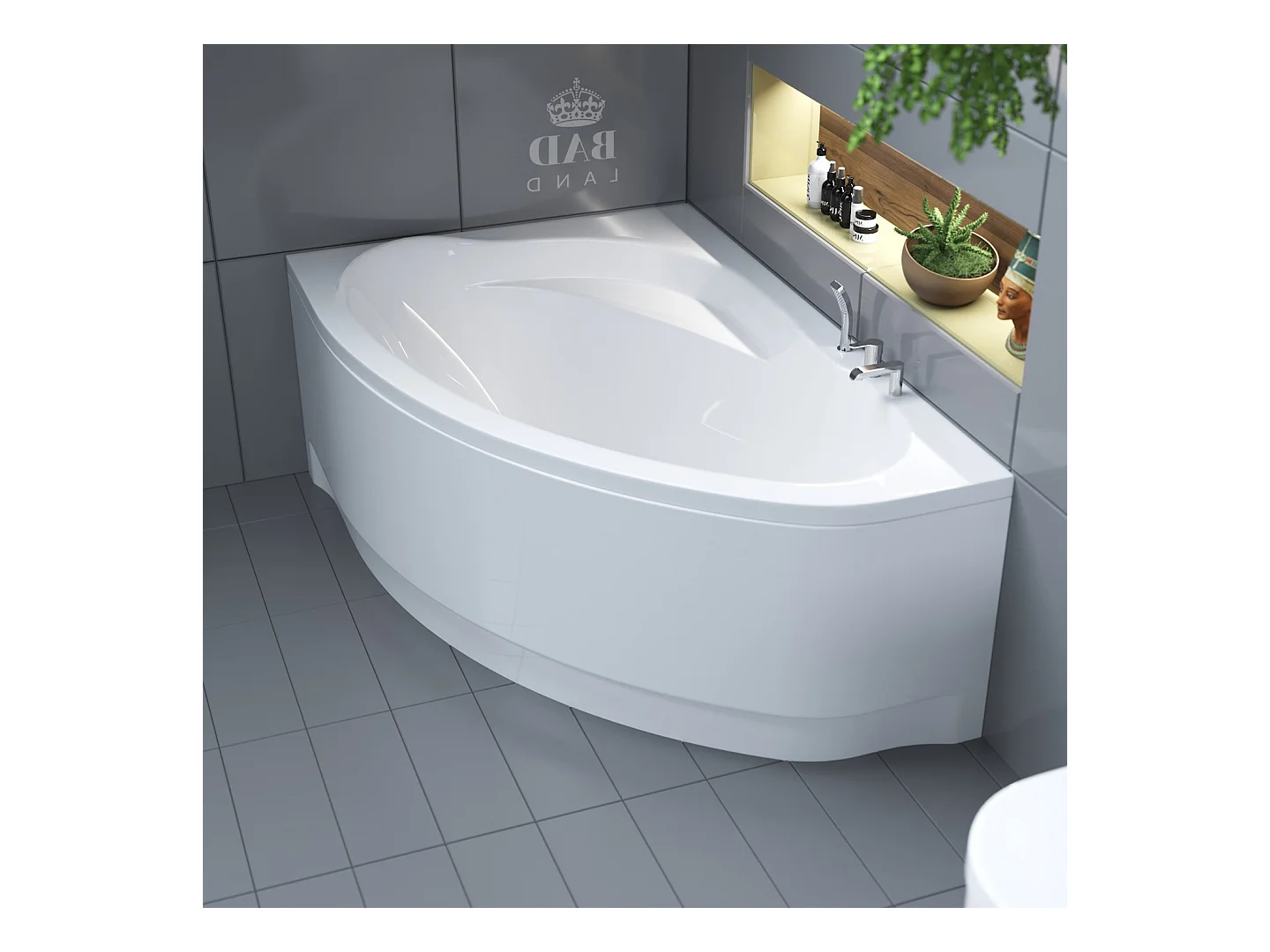 Badewanne Eckwanne MAREA 160x100 Links mit AcrylSchürze | Ablauf & Füße GRATIS !