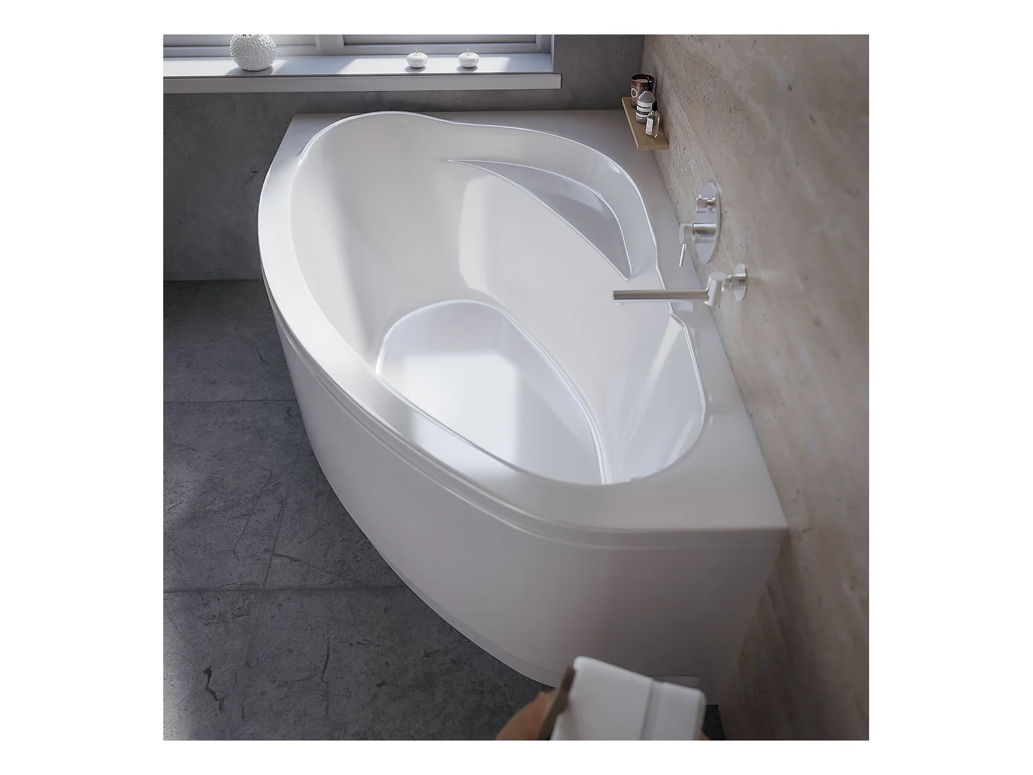 Badewanne Eckwanne MAREA 160x100 Links mit AcrylSchürze | Ablauf & Füße GRATIS !