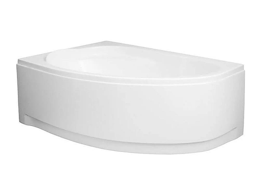 Baignoire asymétrique 160x100 Gauche MAREA acrylique blanc + avec Tablier + Pieds + Vidage à chromé
