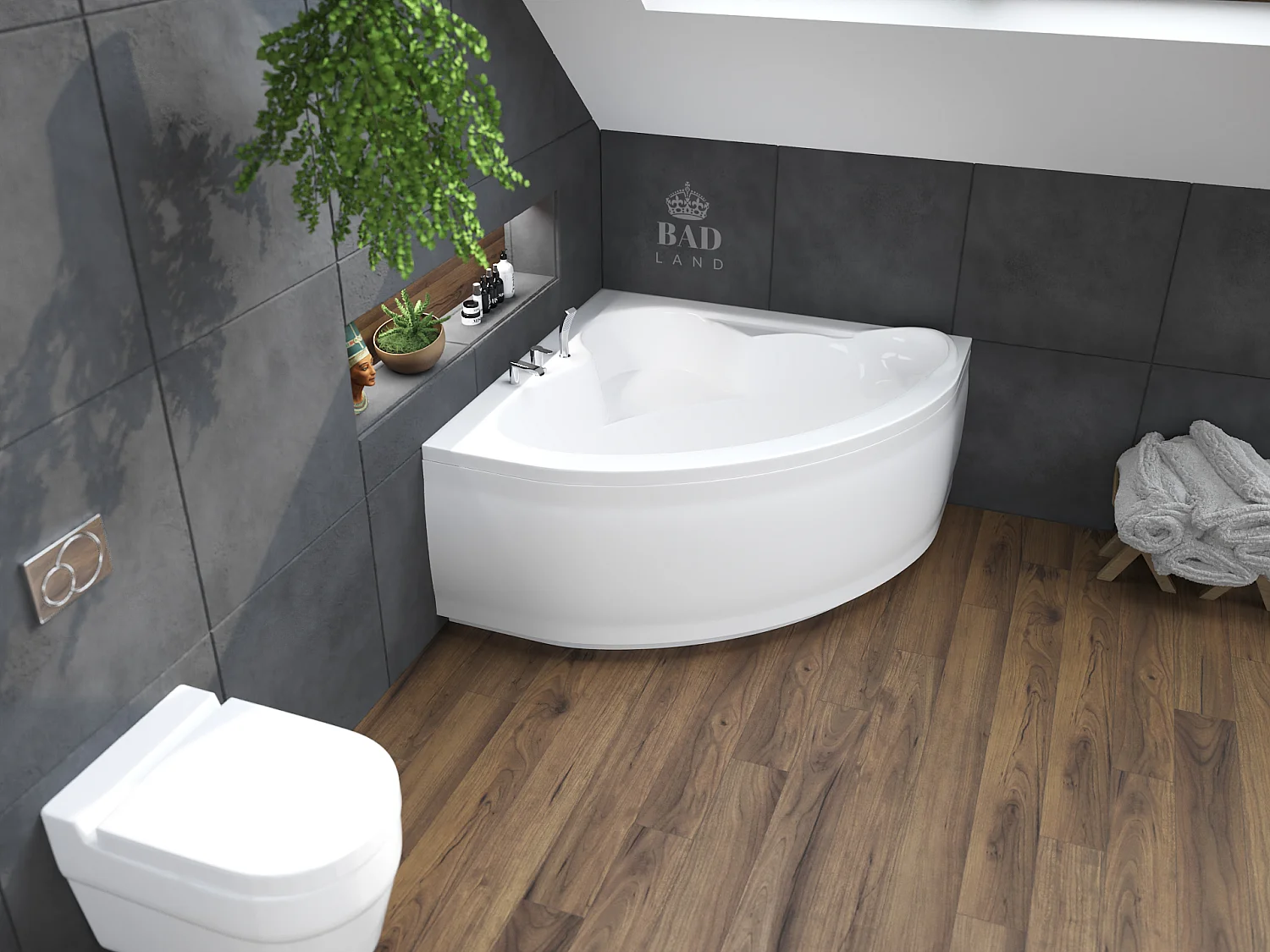 Badewanne Eckwanne STANDARD 120x120 mit AcrylSchürze | Ablauf & Füße GRATIS !