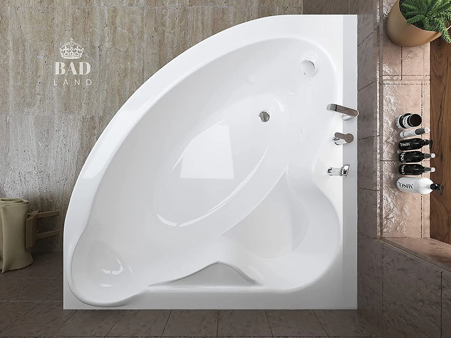 Badewanne Eckwanne STANDARD 120x120 mit AcrylSchürze | Ablauf & Füße GRATIS !