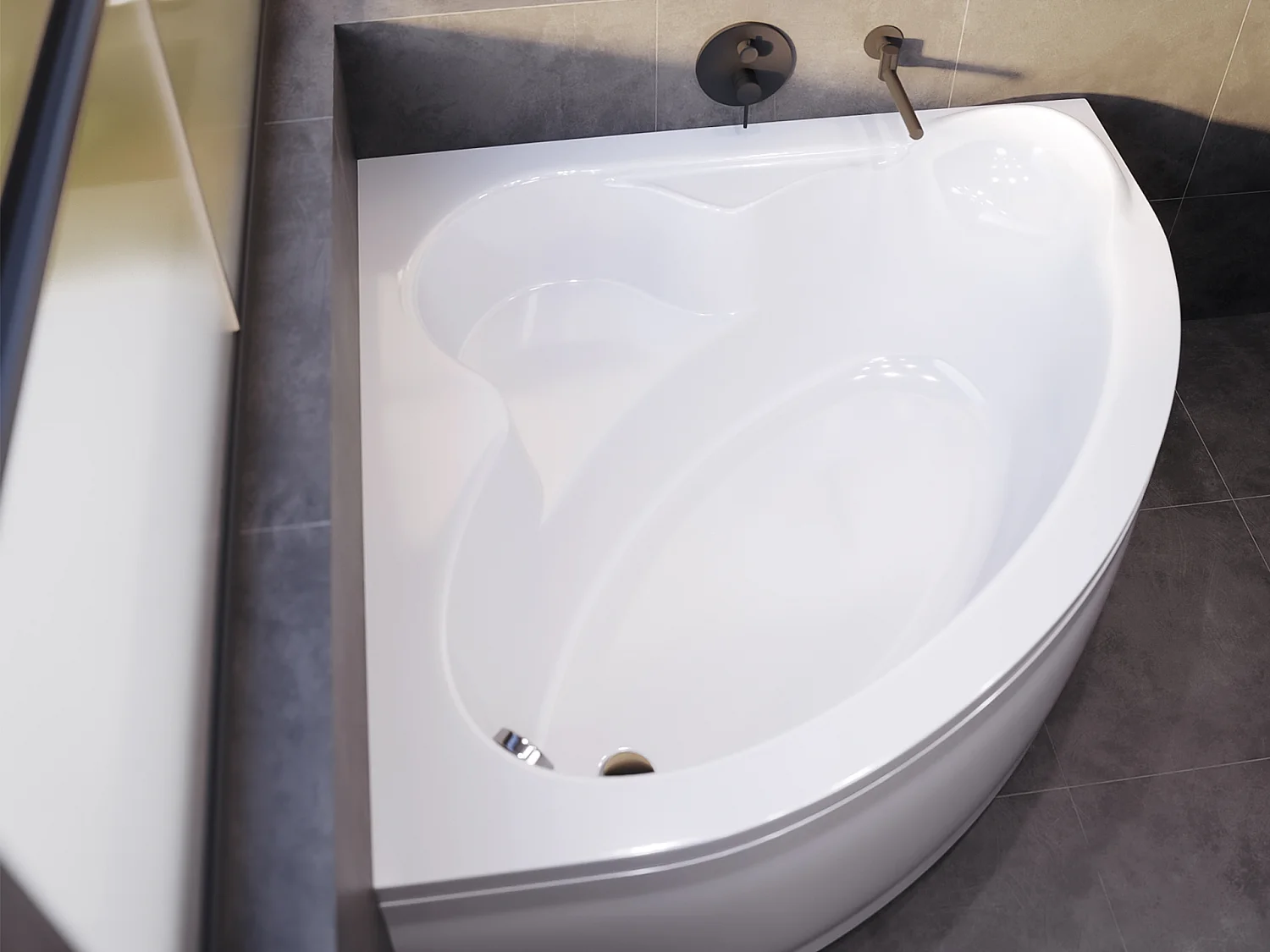 Badewanne Eckwanne STANDARD 120x120 mit AcrylSchürze | Ablauf & Füße GRATIS !