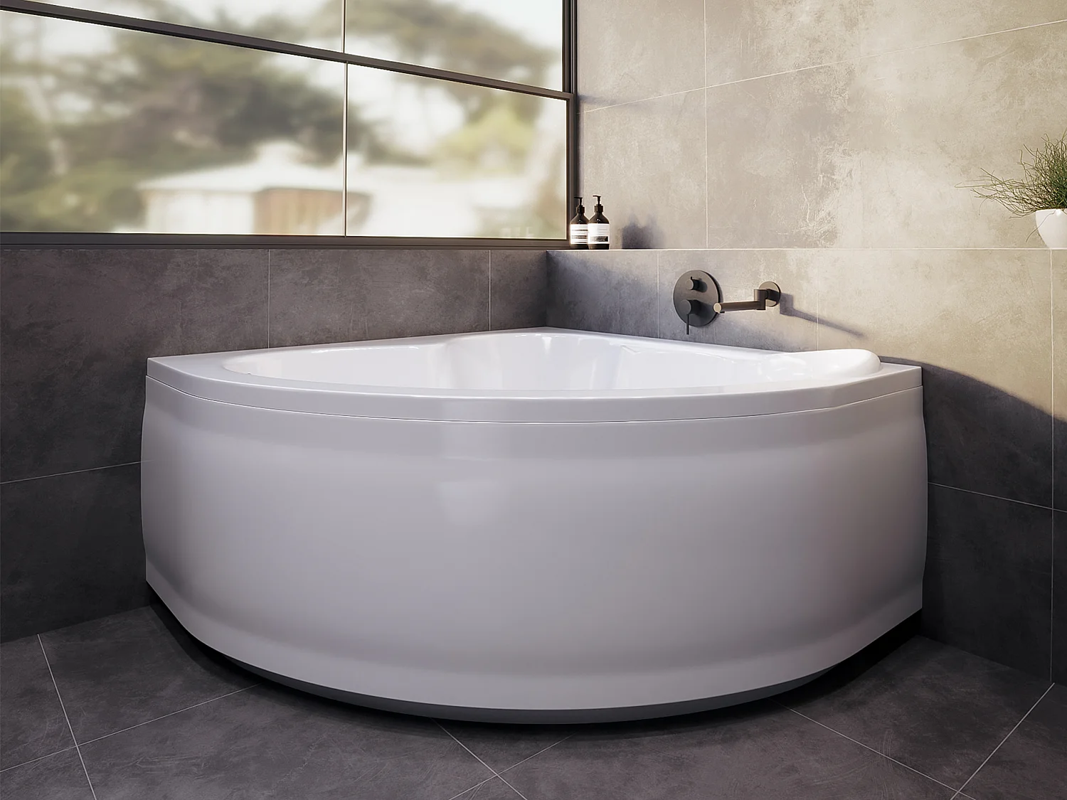 Badewanne Eckwanne STANDARD 120x120 mit AcrylSchürze | Ablauf & Füße GRATIS !