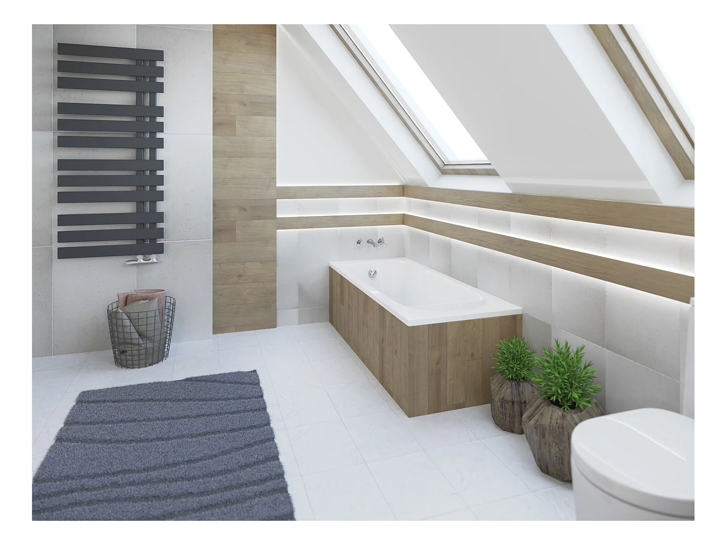 Baignoire rectangulaire 170x75 MEDIUM acrylique blanc + Support stabilisateur en polystyrène + Pieds + Vidage à chromé