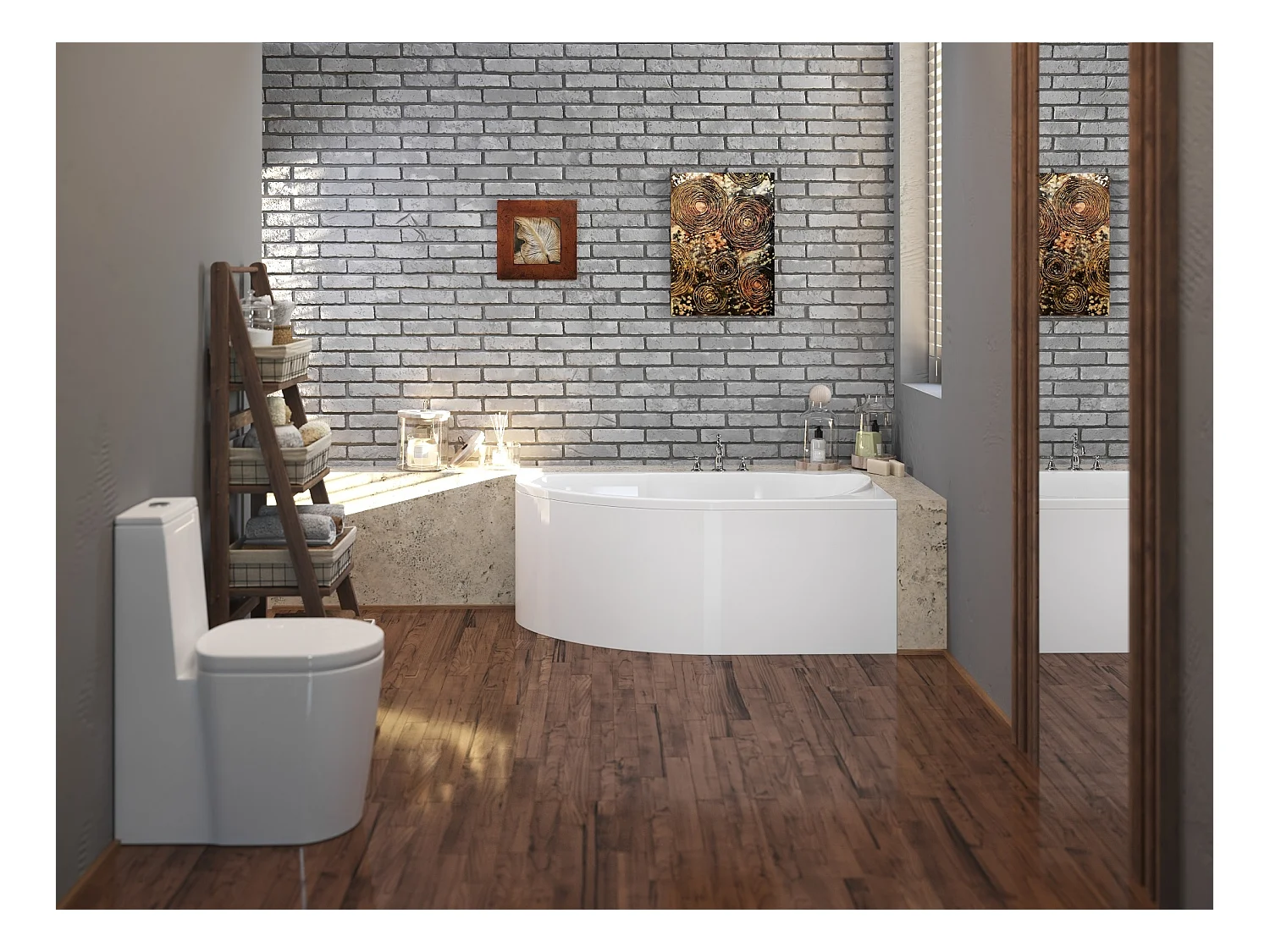 Baignoire asymétrique 140x70 Droite MIKI acrylique blanc + avec Tablier + Pieds + Vidage à chromé