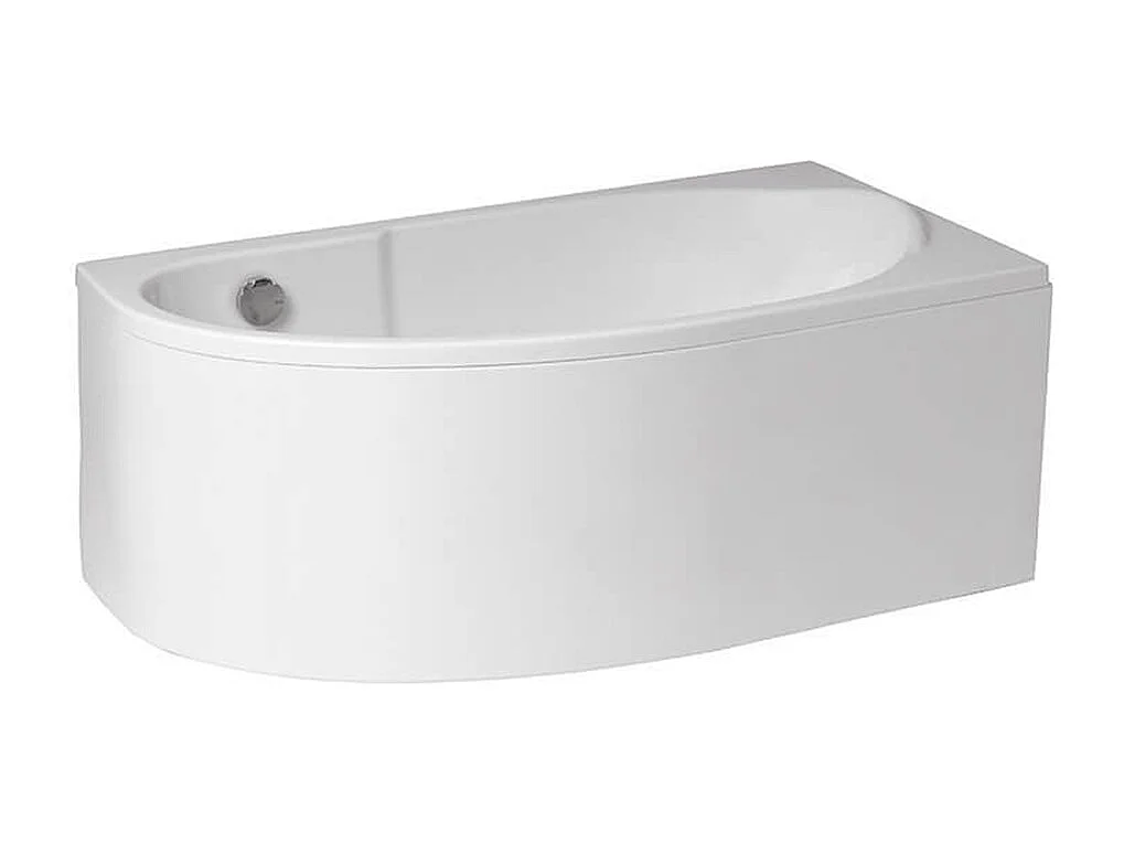Baignoire asymétrique 140x70 Droite MIKI acrylique blanc + avec Tablier + Pieds + Vidage à chromé