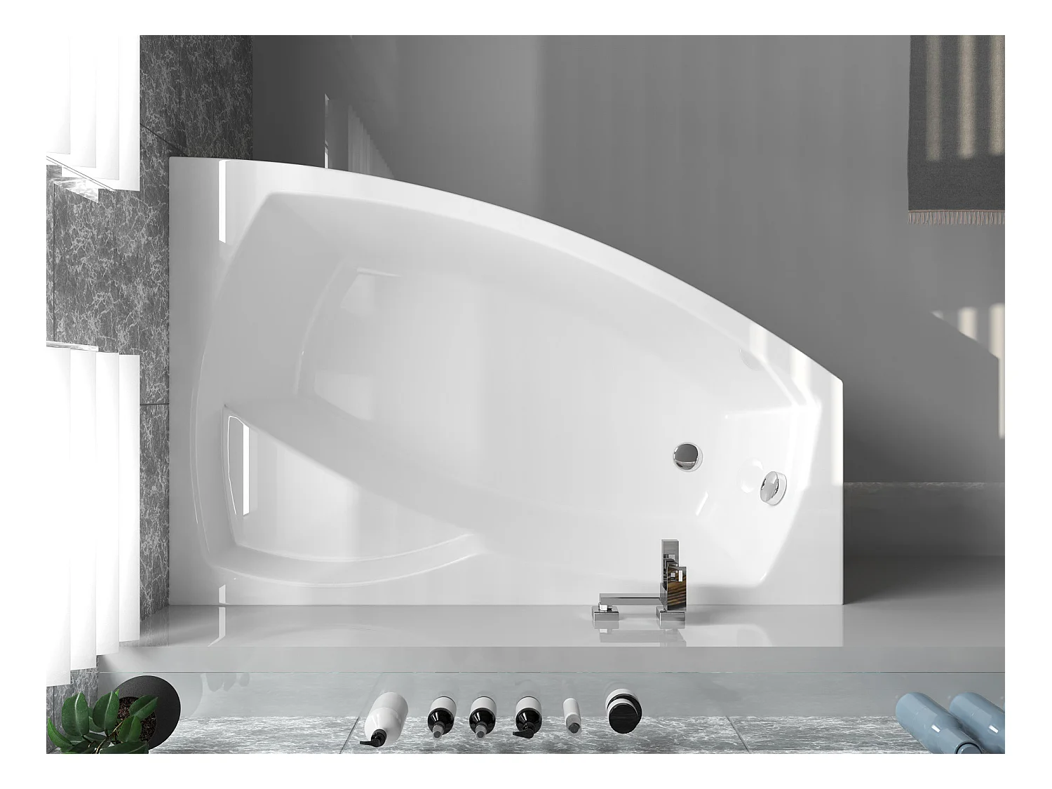 Badewanne Eckwanne FRIDA 140x90 Rechts mit Styroporverkleidung | Ablauf & Füße GRATIS !