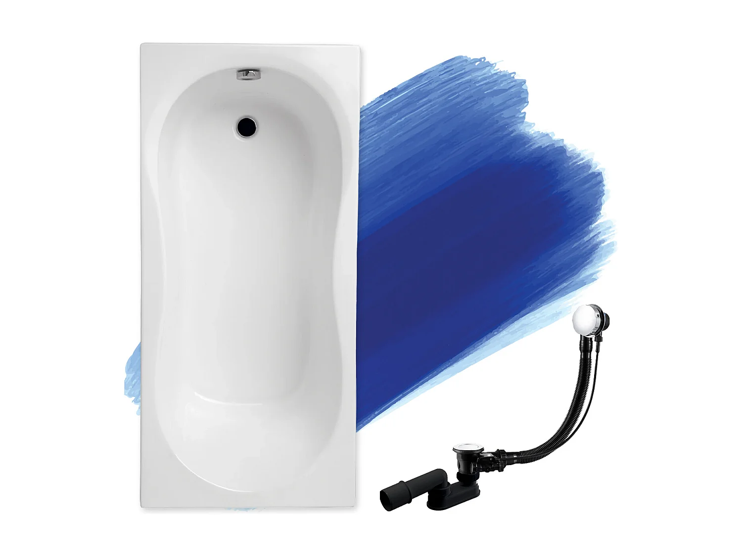 Baignoire rectangulaire 120x75 GRACJA acrylique blanc, sans Habillage + Pieds + Vidage à chromé