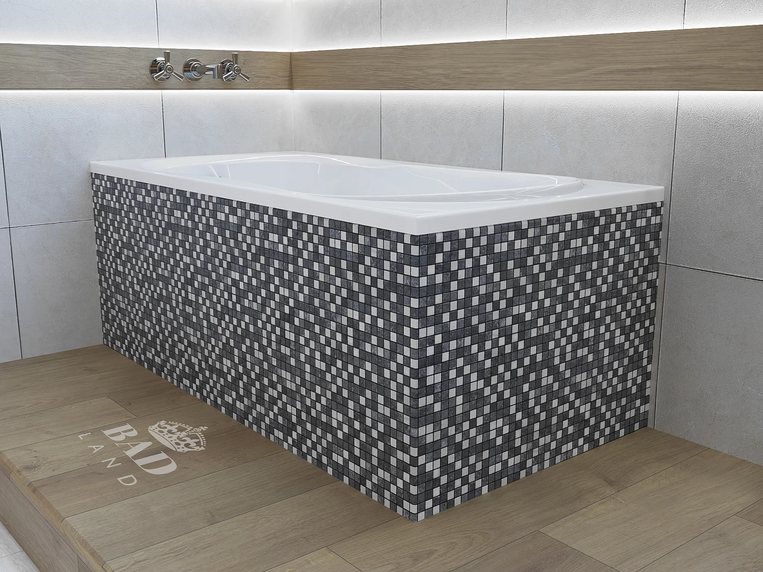 Baignoire rectangulaire 120x75 GRACJA acrylique blanc, sans Habillage + Pieds + Vidage à chromé