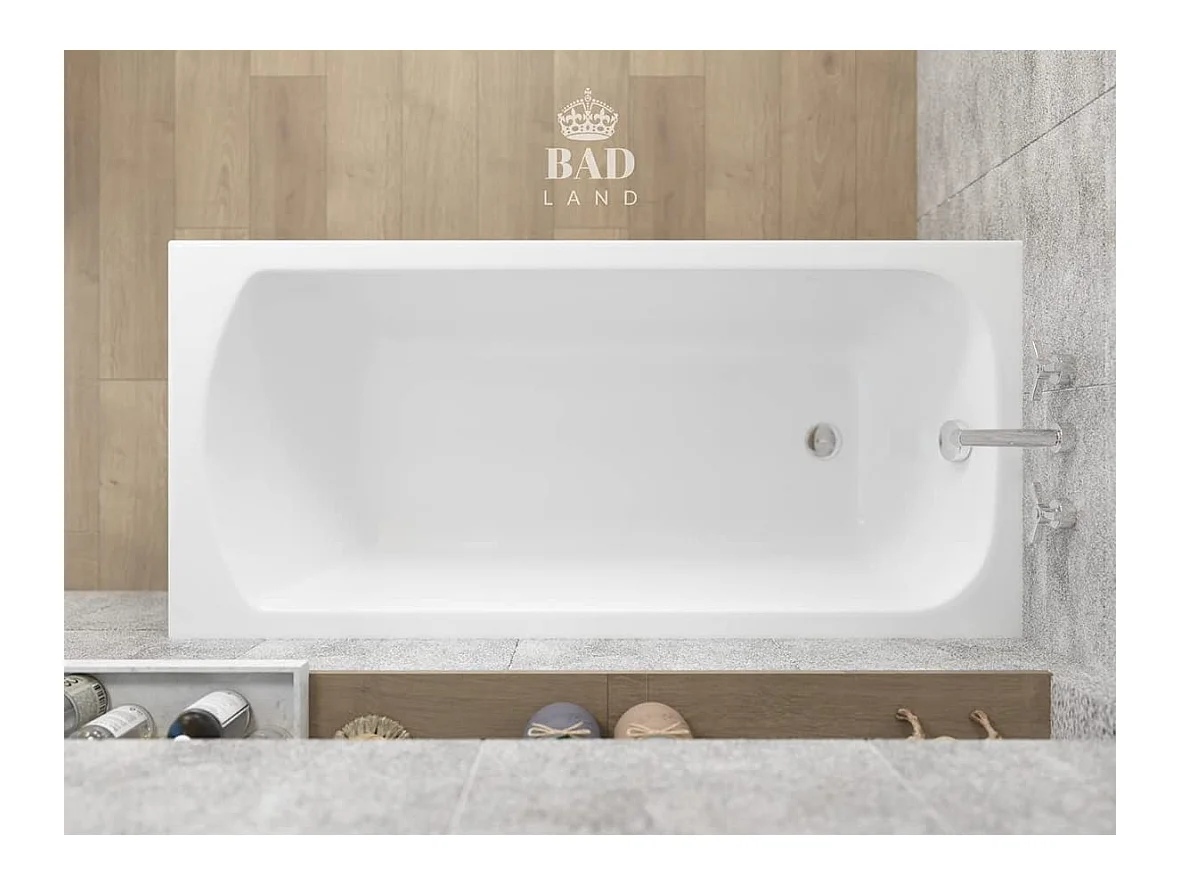 Baignoire rectangulaire 180x80 CLASSIC acrylique blanc + avec Tablier + Pieds + Vidage à chromé