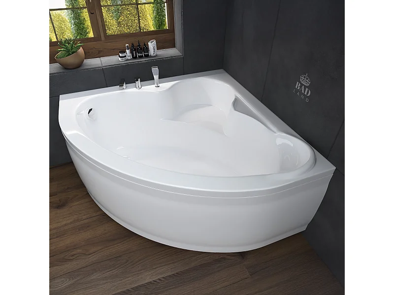 Hoekbad STANDARD 130x130 met acrylrand | Afvoer &amp; poten GRATIS!