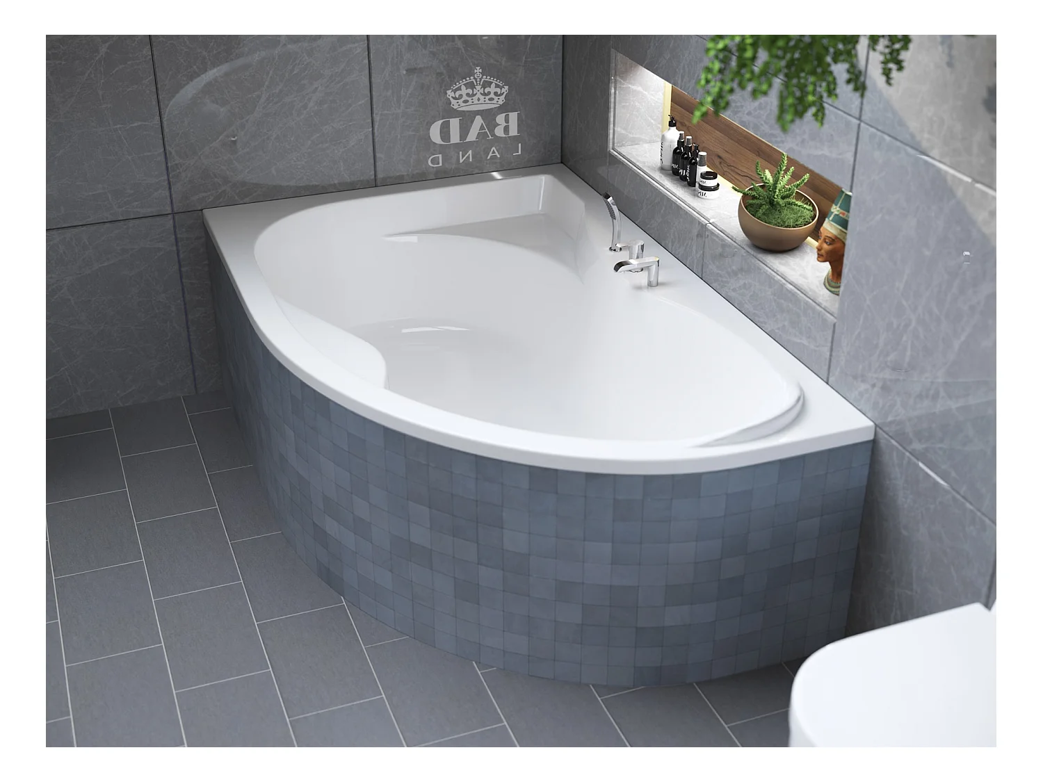 Badewanne Eckwanne DORA 170x110 Links | Ablauf & Füße GRATIS !