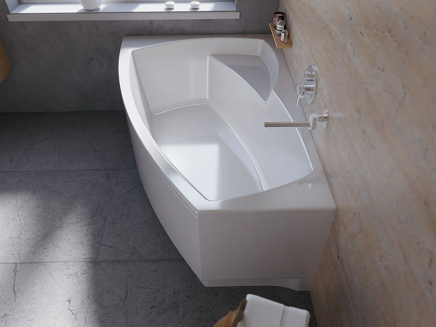 Badewanne Eckwanne FRIDA 140x90 Rechts mit AcrylSchürze | Ablauf & Füße GRATIS !