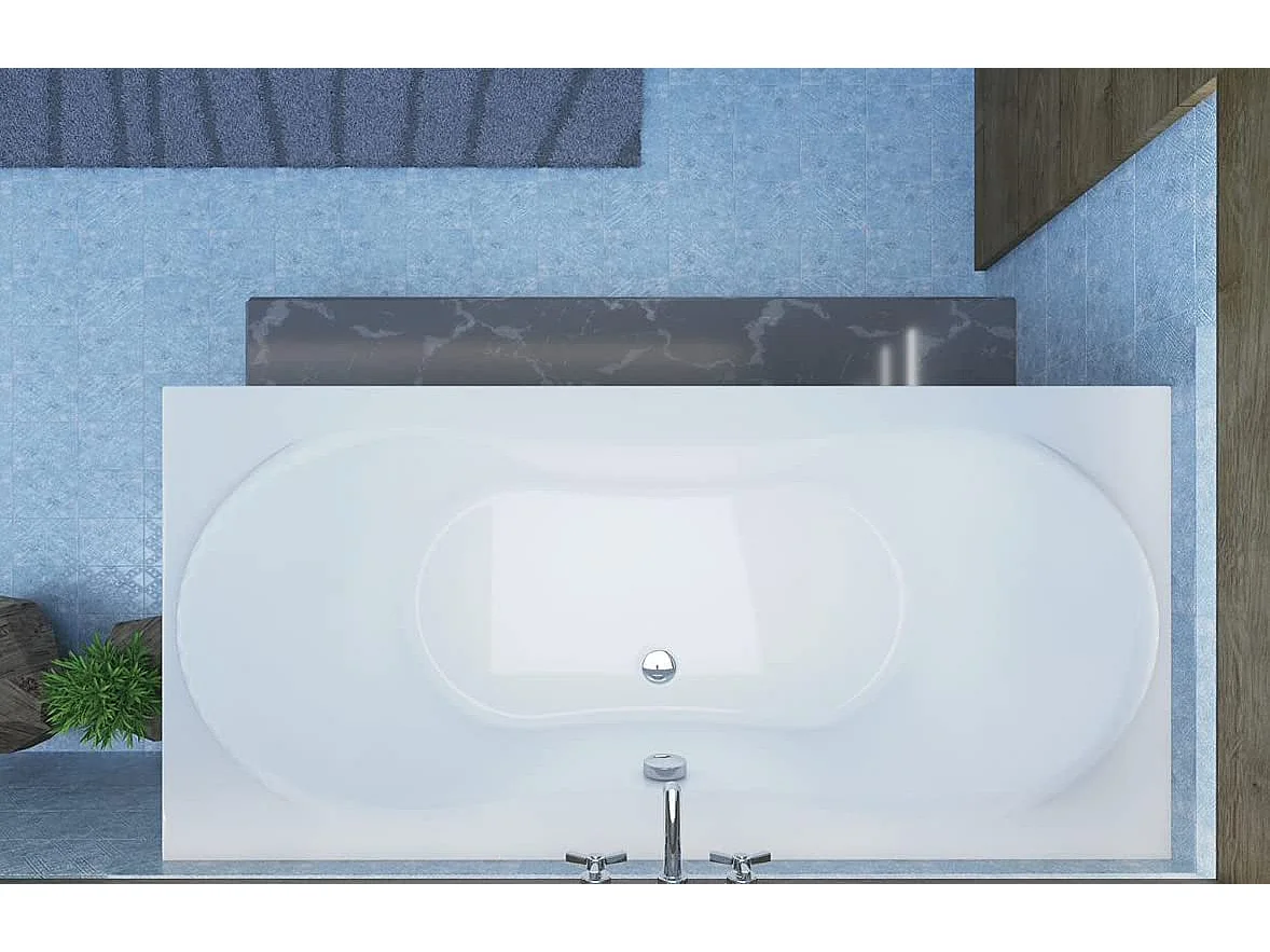 Baignoire rectangulaire 170x80 LONG acrylique blanc + Habillage en polystyrène + Pieds + Vidage à chromé