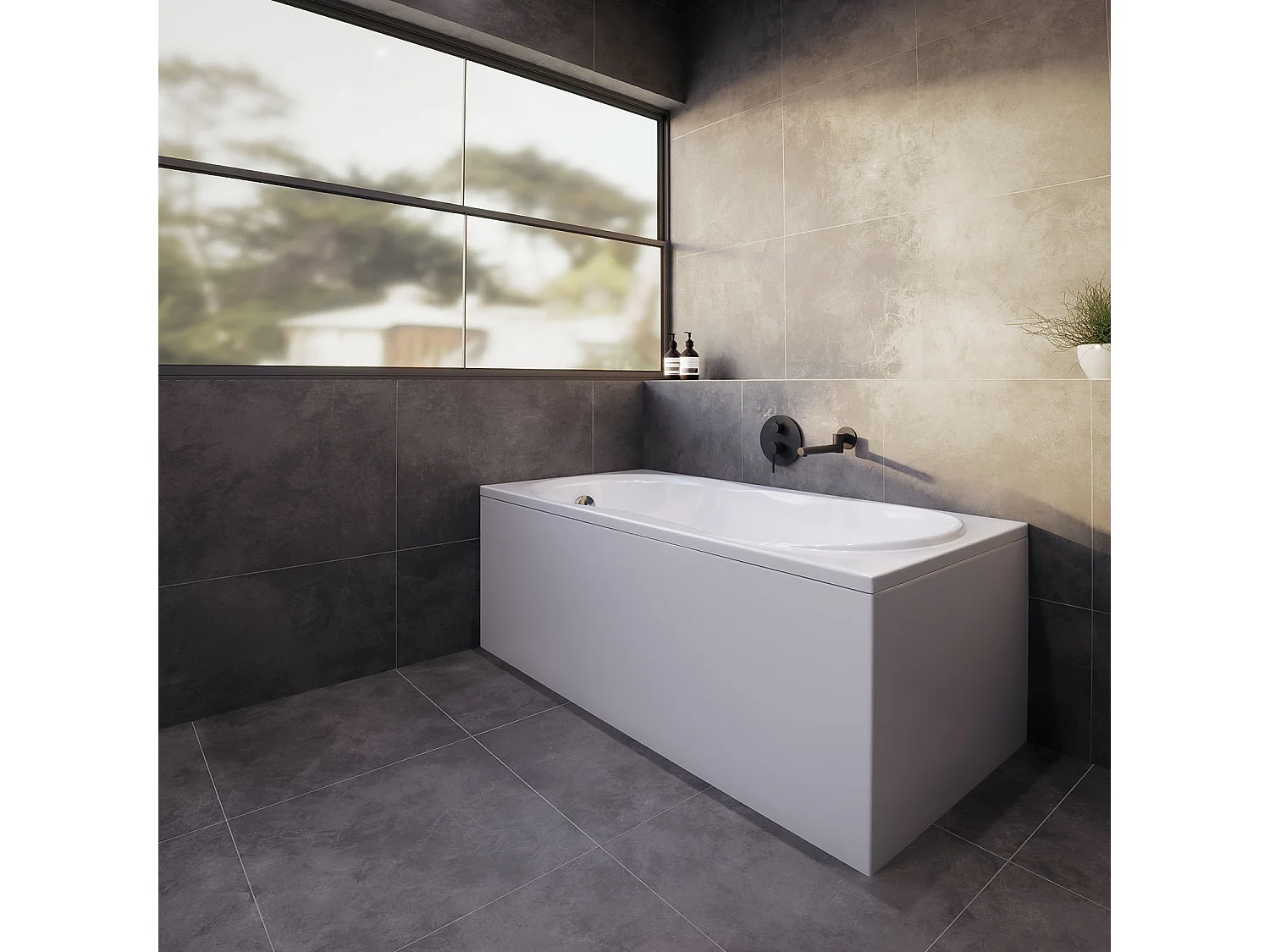 Baignoire rectangulaire 140x70 GRACJA acrylique blanc + avec Tablier + Pieds + Vidage à chromé