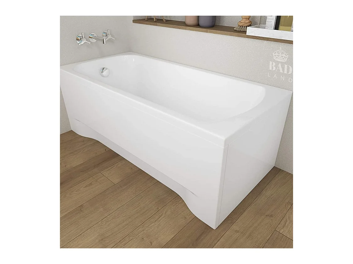 Baignoire rectangulaire 170x75 CLASSIC acrylique blanc + avec Tablier + Pieds + Vidage à chromé