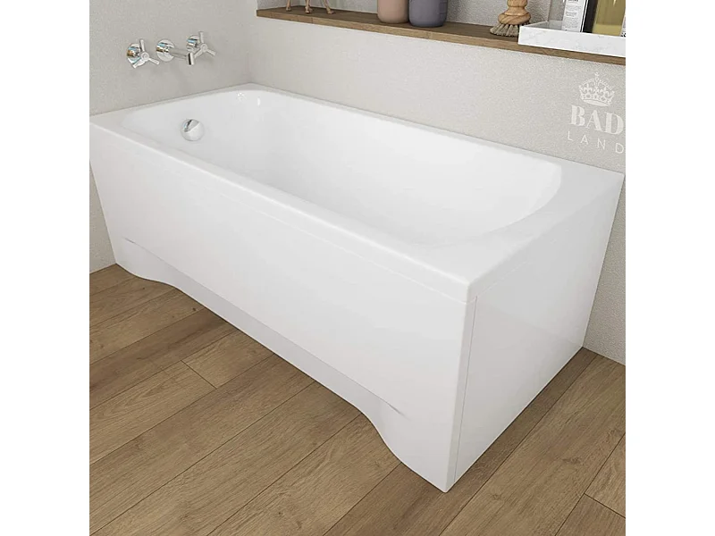 Baignoire rectangulaire 140x70 CLASSIC acrylique blanc + avec Tablier + Pieds + Vidage à chromé
