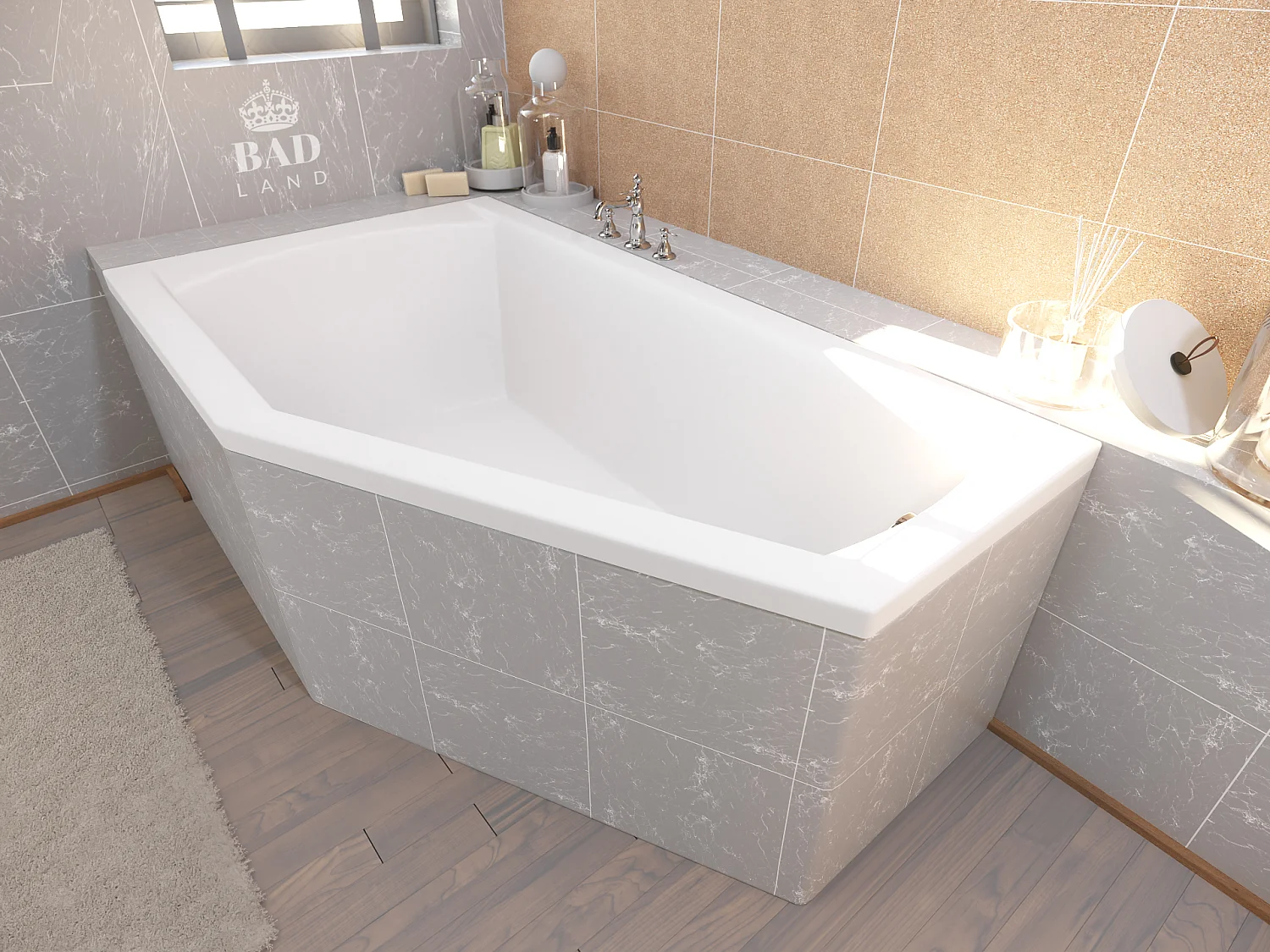 Badewanne Eckwanne SELENA 160x90 Links | Ablauf & Füße GRATIS !