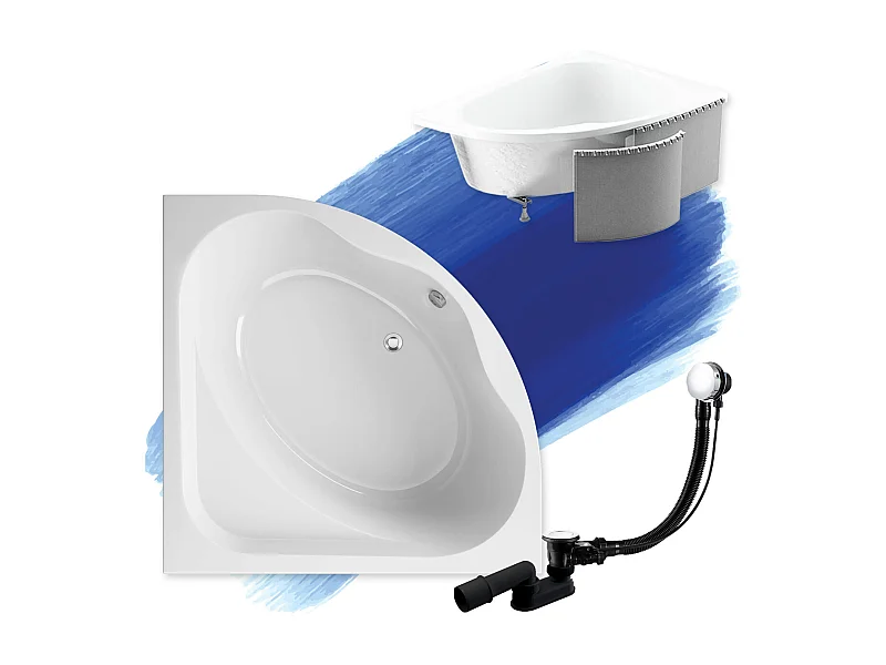 Hoekbad STANDARD 150x150 met piepschuim bekleding | Afvoer &amp; poten GRATIS!