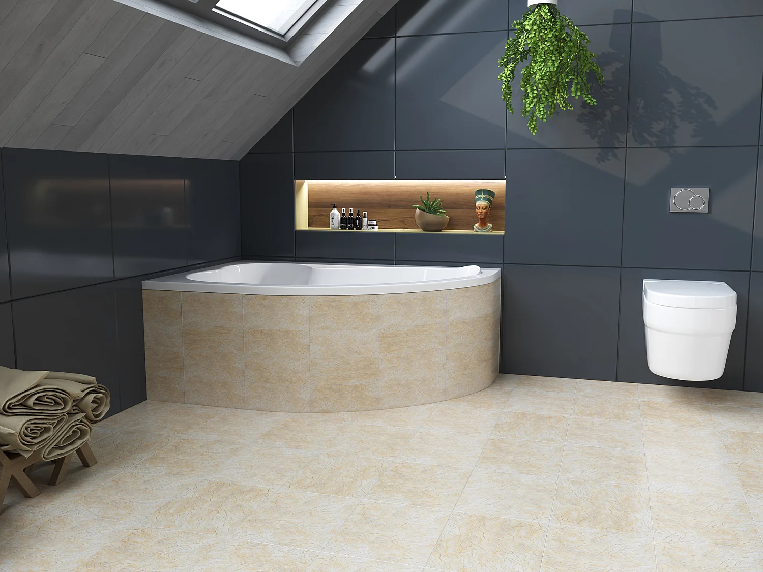 Baignoire asymétrique 160x105 Gauche MEGA acrylique blanc + Habillage en polystyrène + Pieds + Vidage à chromé