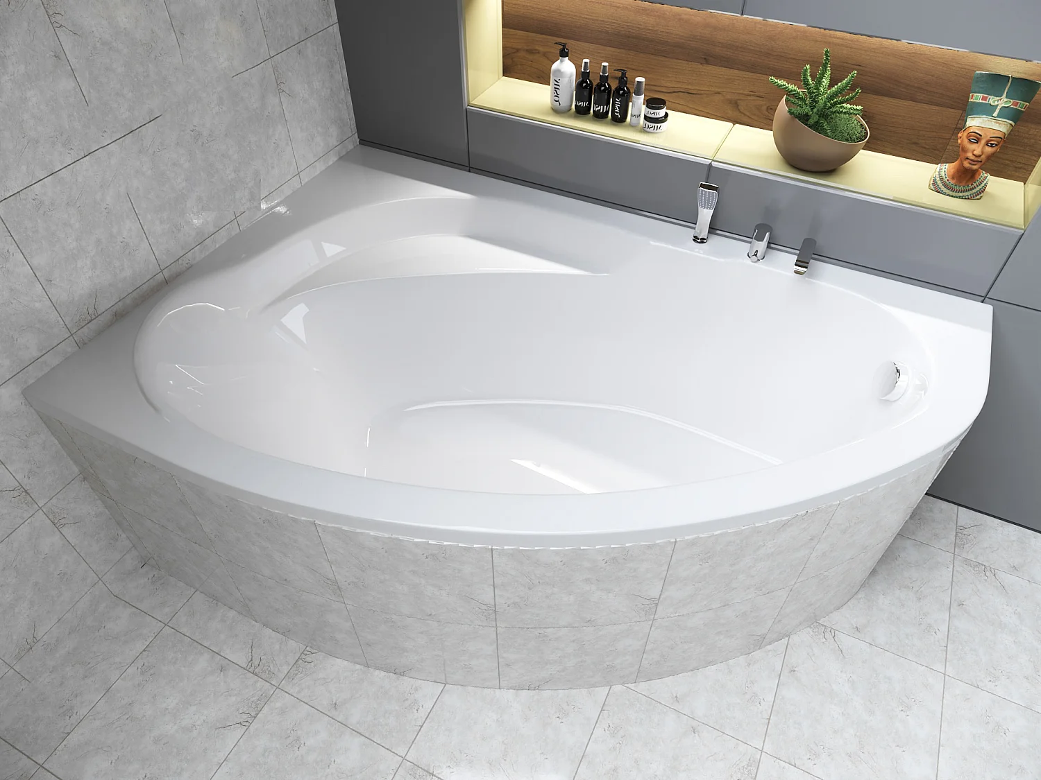 Badewanne Eckwanne MAREA 160x100 Rechts mit Styroporverkleidung | Ablauf & Füße GRATIS !