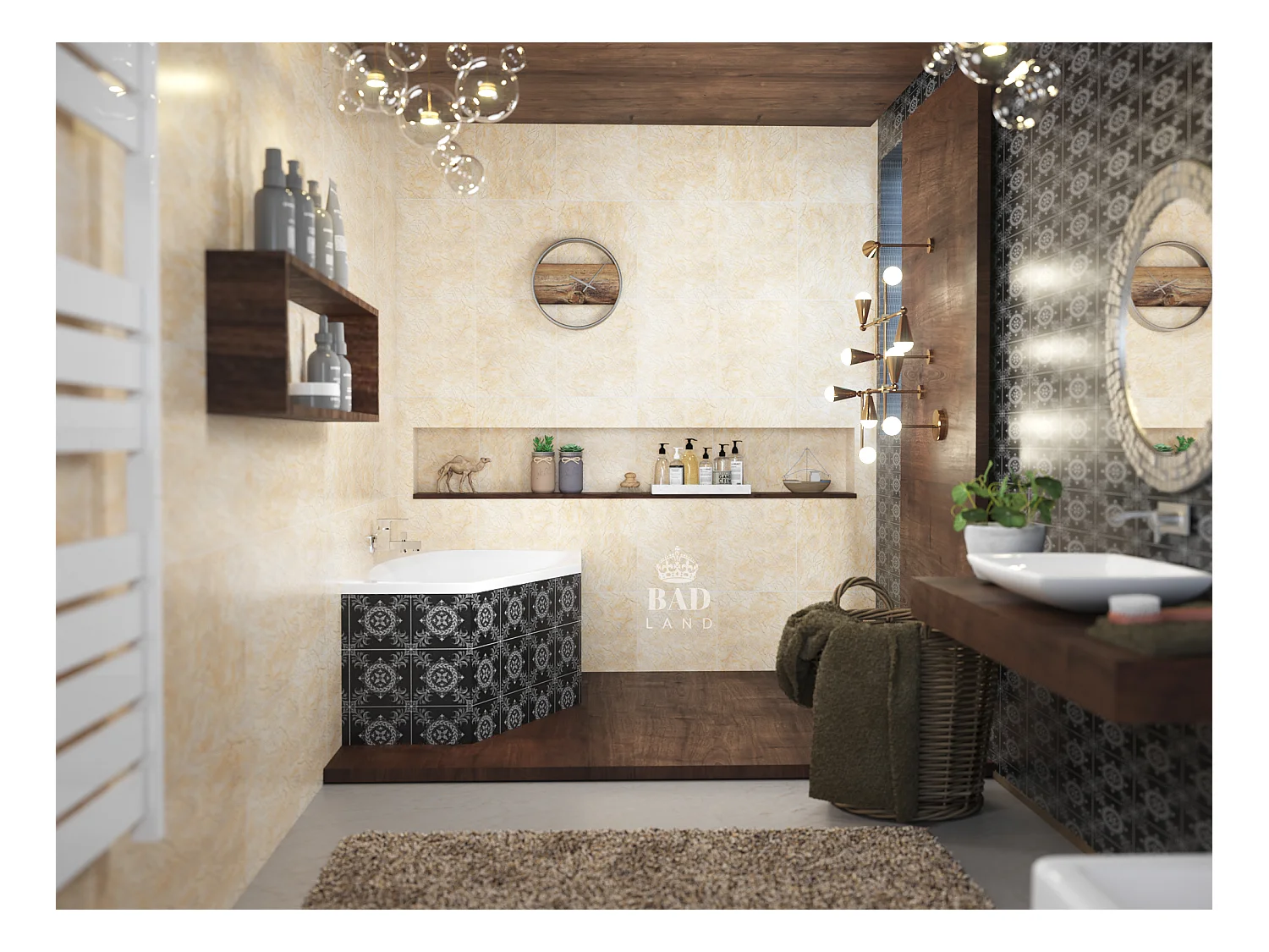 Baignoire asymétrique 140x80 Droite MARIKA acrylique blanc, sans Habillage + Pieds + Vidage à chromé