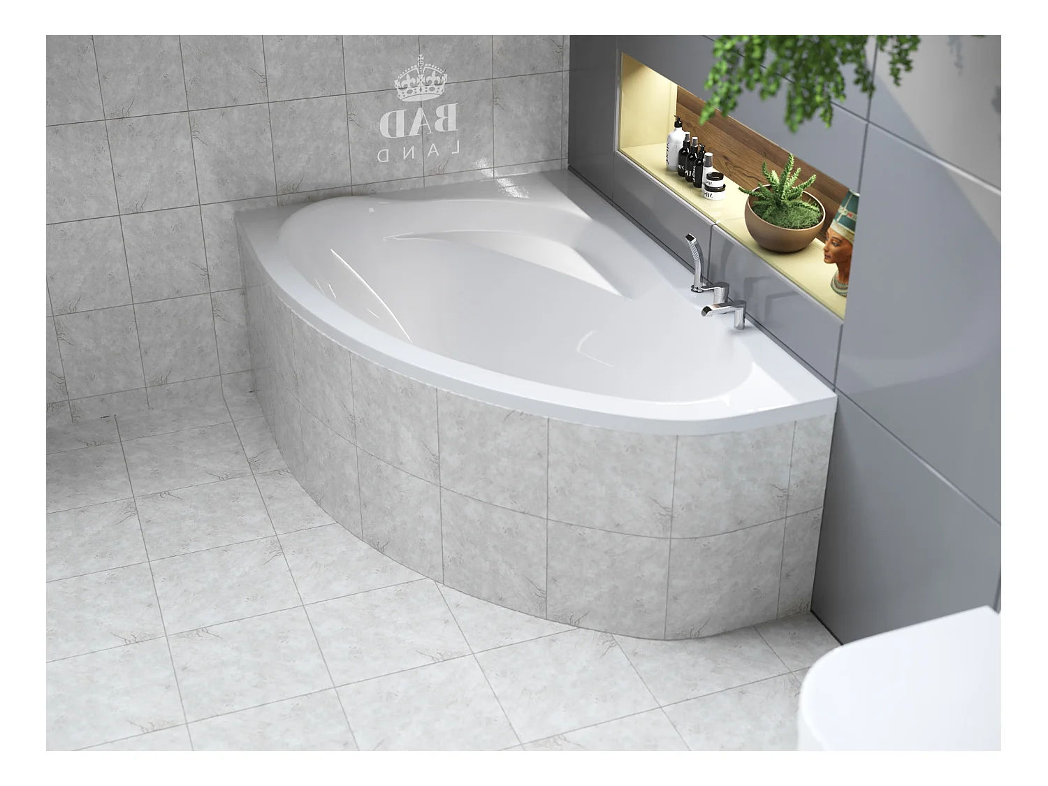 Badewanne Eckwanne MAREA 160x100 Links | Ablauf & Füße GRATIS !
