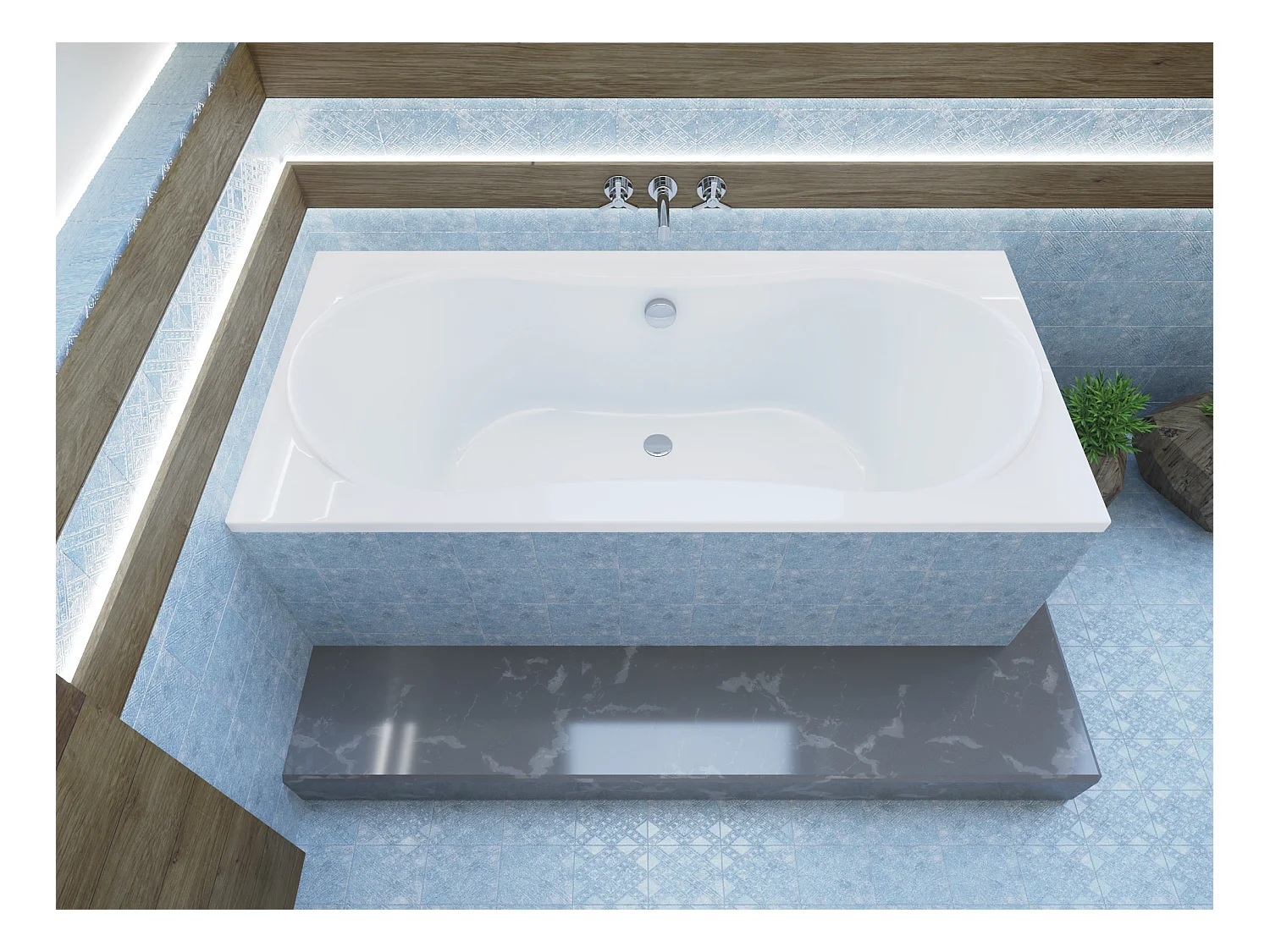 Baignoire rectangulaire 170x80 LONG acrylique blanc + Support stabilisateur en polystyrène + Pieds + Vidage à chromé