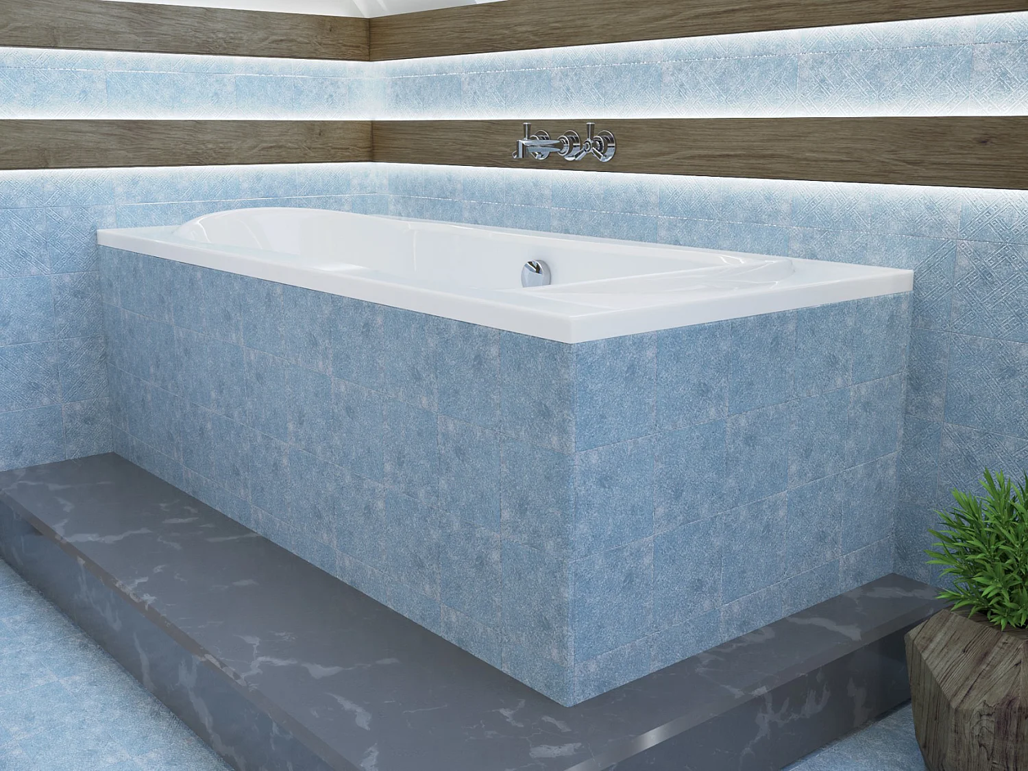 Baignoire rectangulaire 170x80 LONG acrylique blanc + Support stabilisateur en polystyrène + Pieds + Vidage à chromé